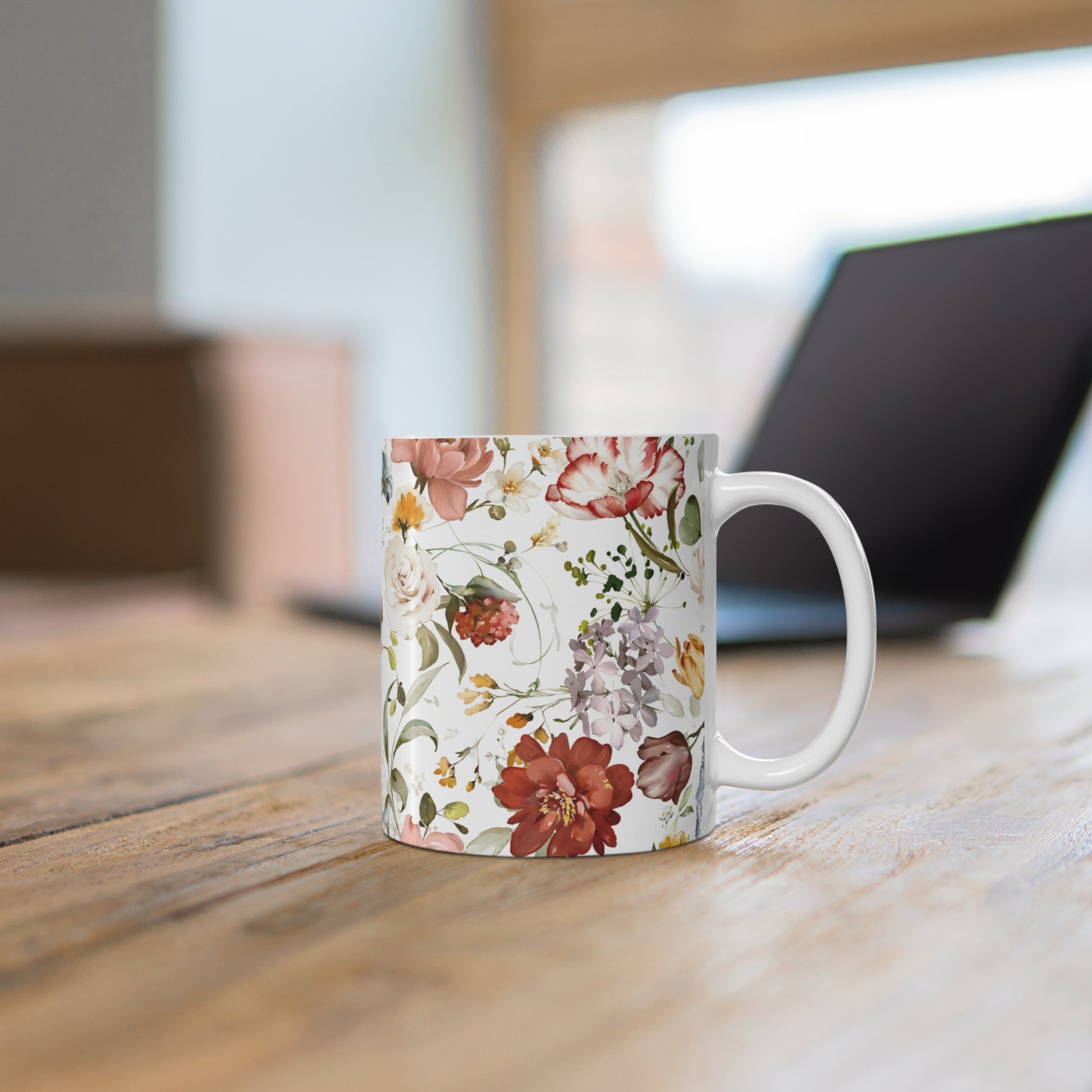 Fall Colors Watercolor Wildflowers Ceramic Coffee Mug