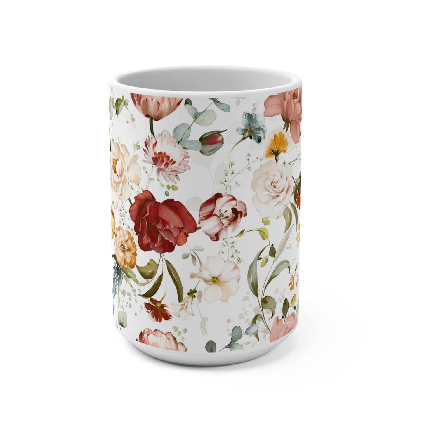 Fall Colors Watercolor Wildflowers Ceramic Coffee Mug