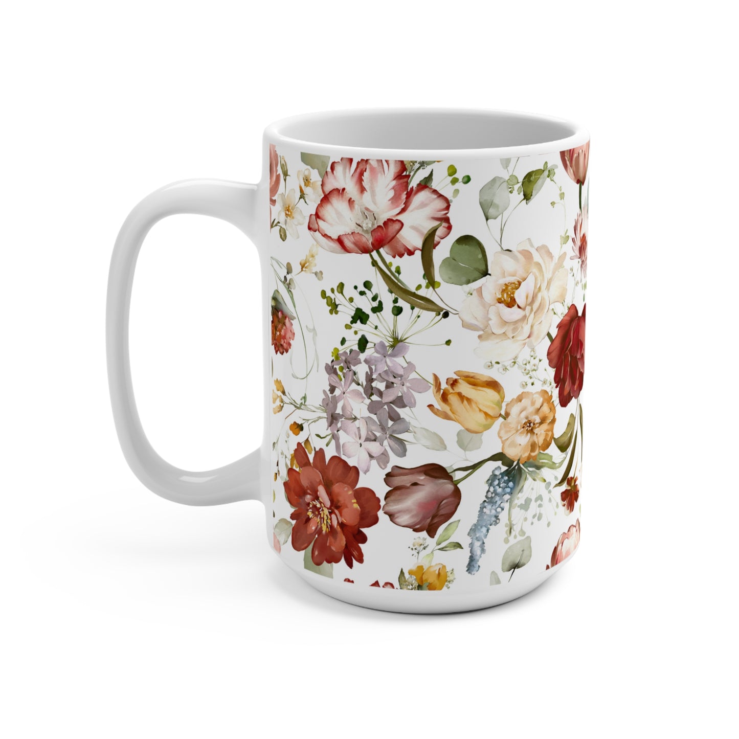 Fall Colors Watercolor Wildflowers Ceramic Coffee Mug