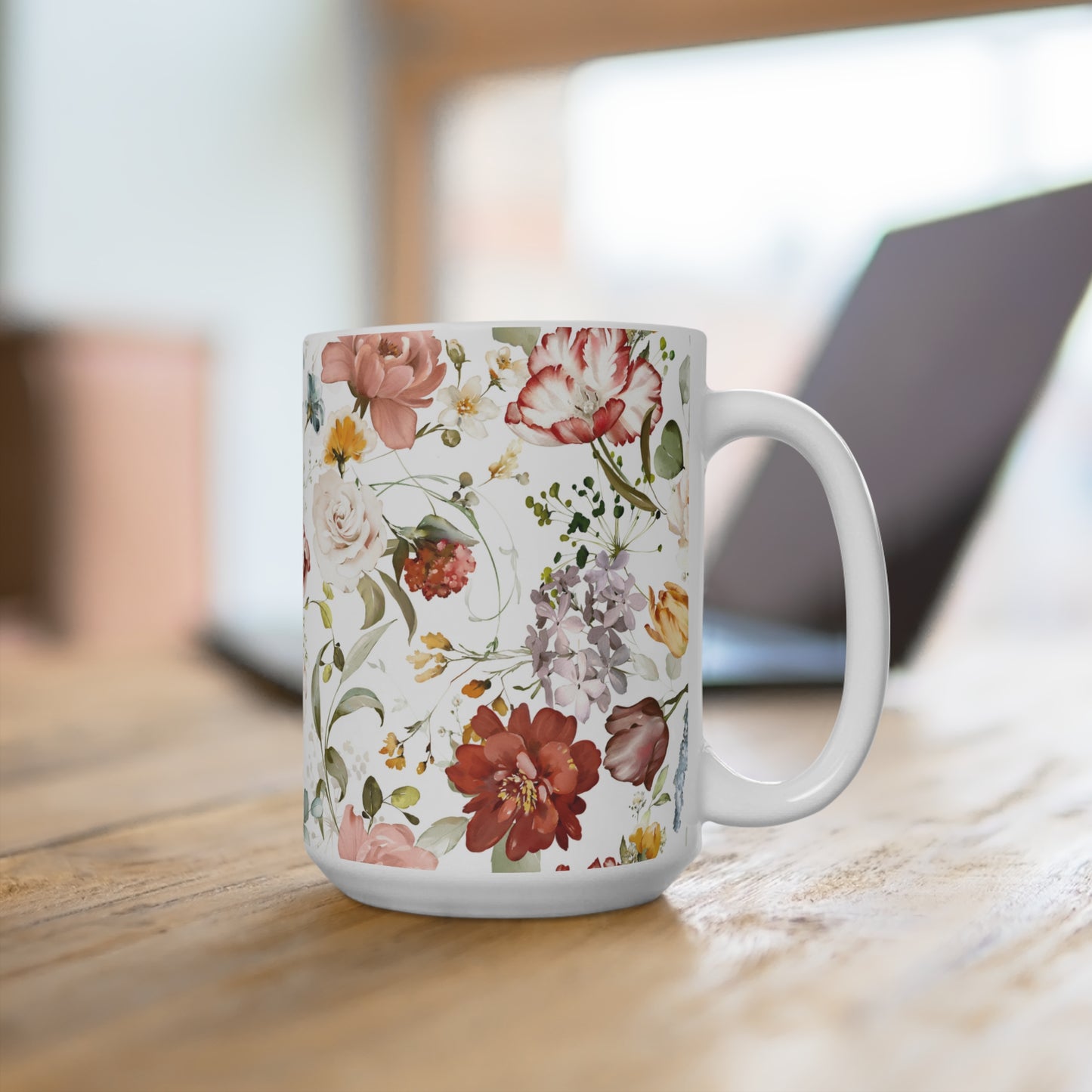 Fall Colors Watercolor Wildflowers Ceramic Coffee Mug