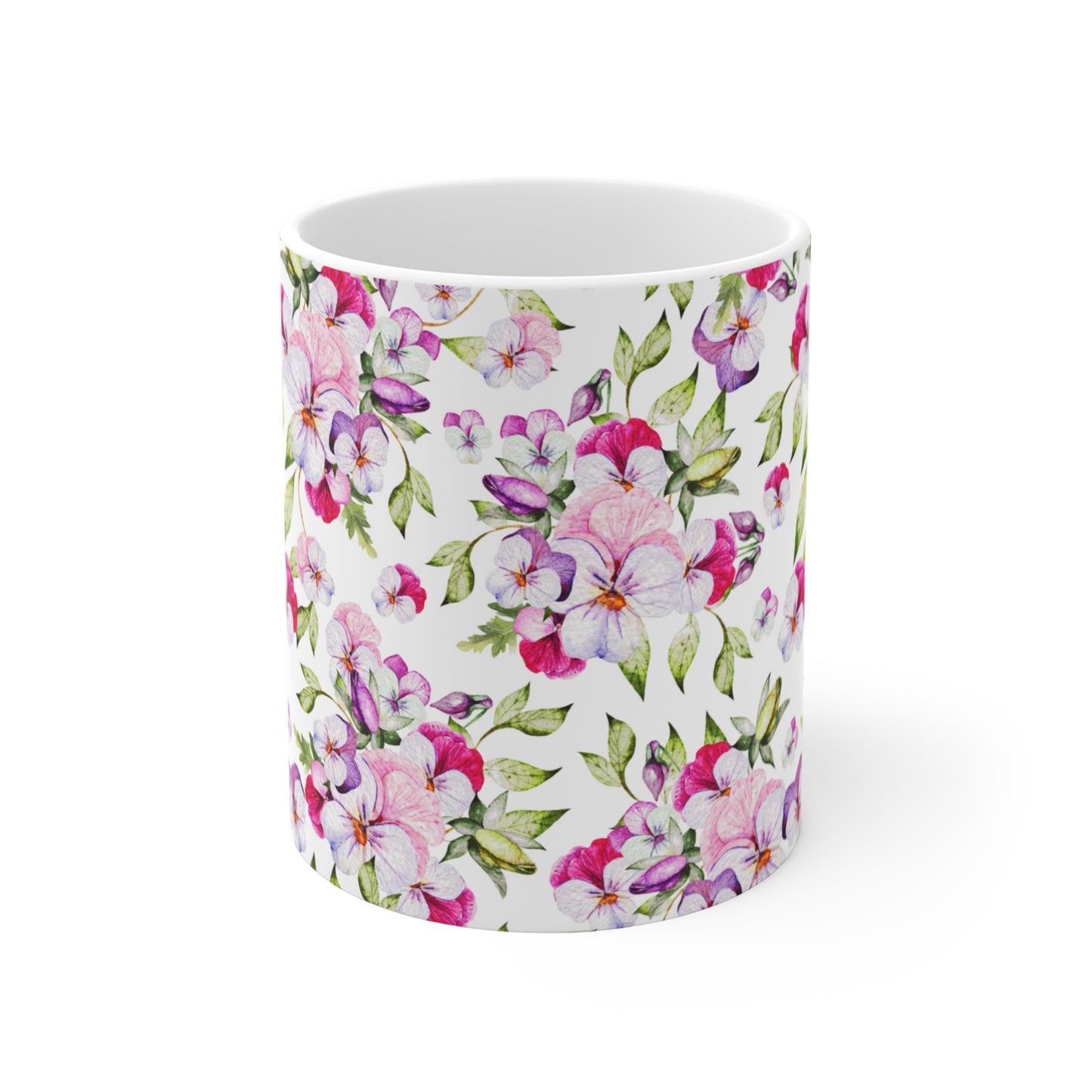  Colorful Watercolor Pansy Flowers Ceramic Coffee Mug