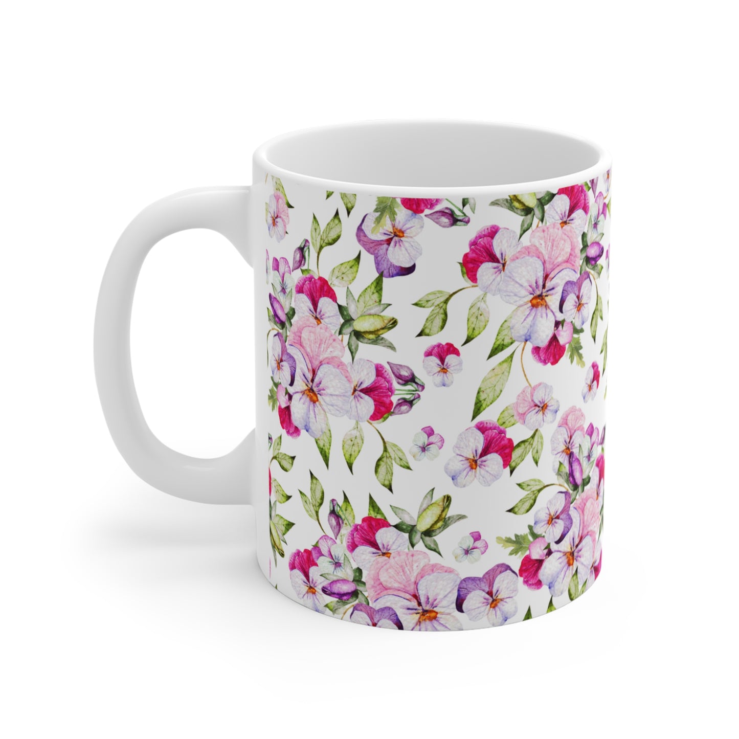  Colorful Watercolor Pansy Flowers Ceramic Coffee Mug