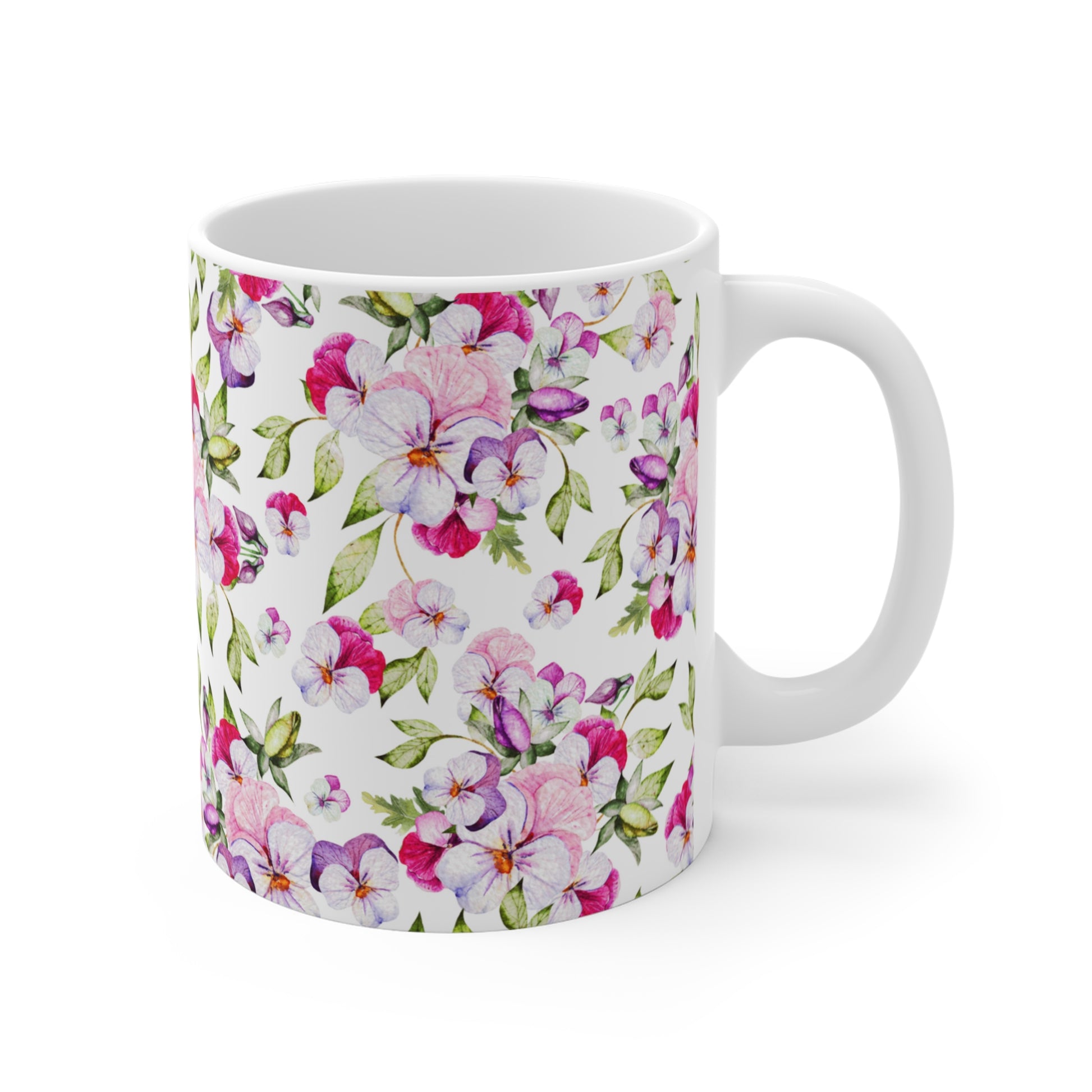  Colorful Watercolor Pansy Flowers Ceramic Coffee Mug