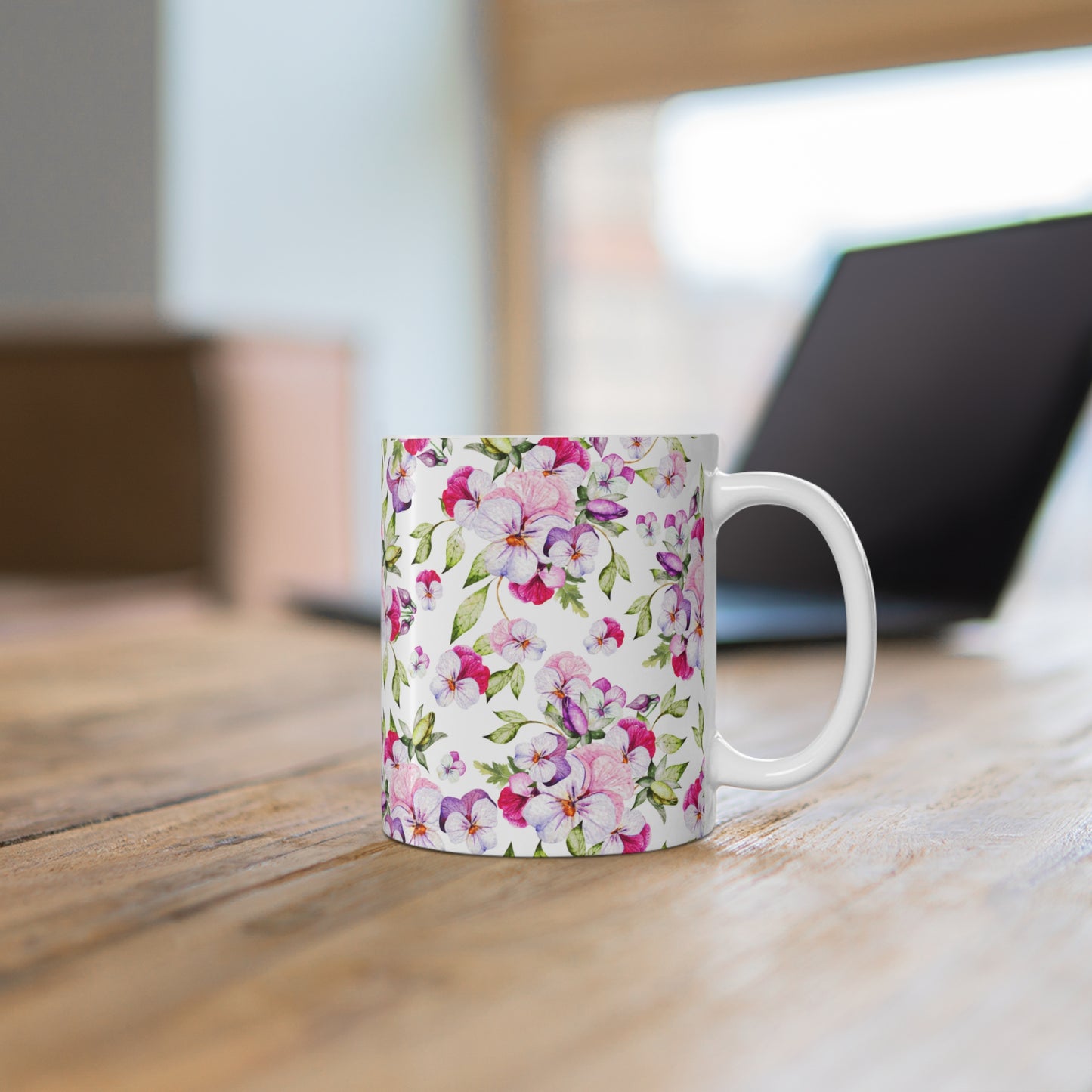  Colorful Watercolor Pansy Flowers Ceramic Coffee Mug