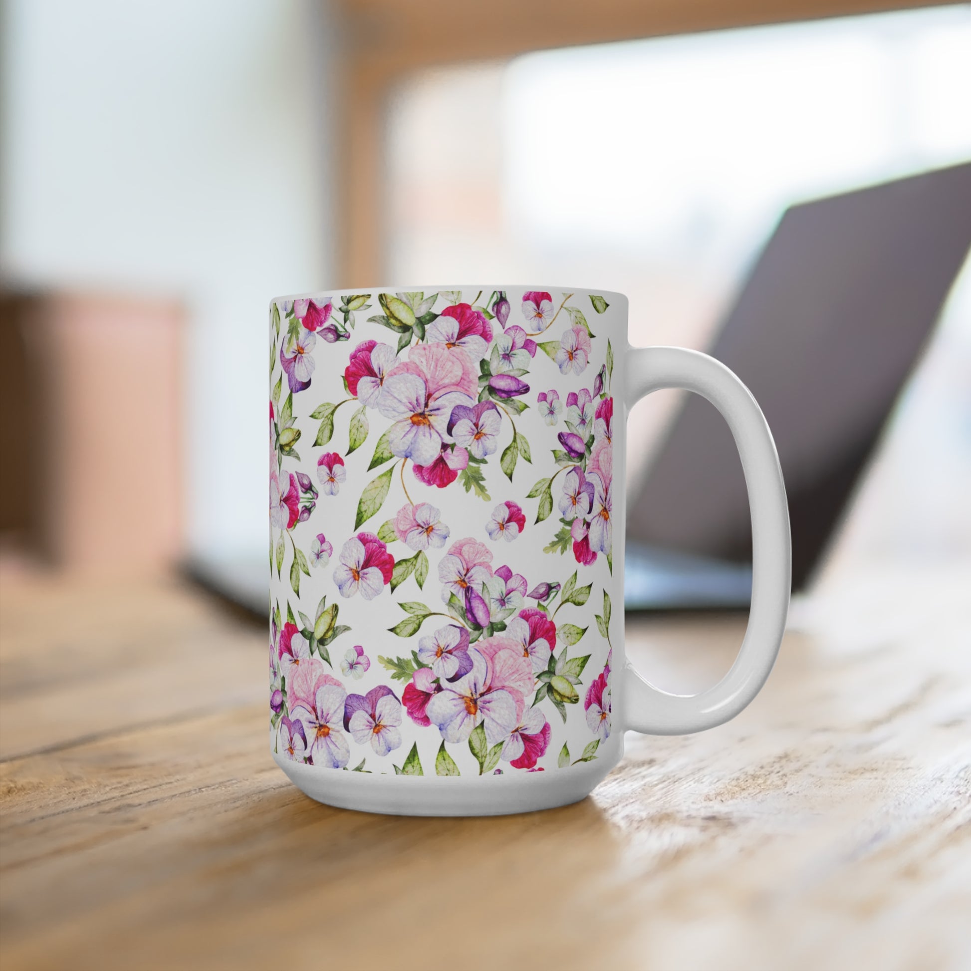  Colorful Watercolor Pansy Flowers Ceramic Coffee Mug