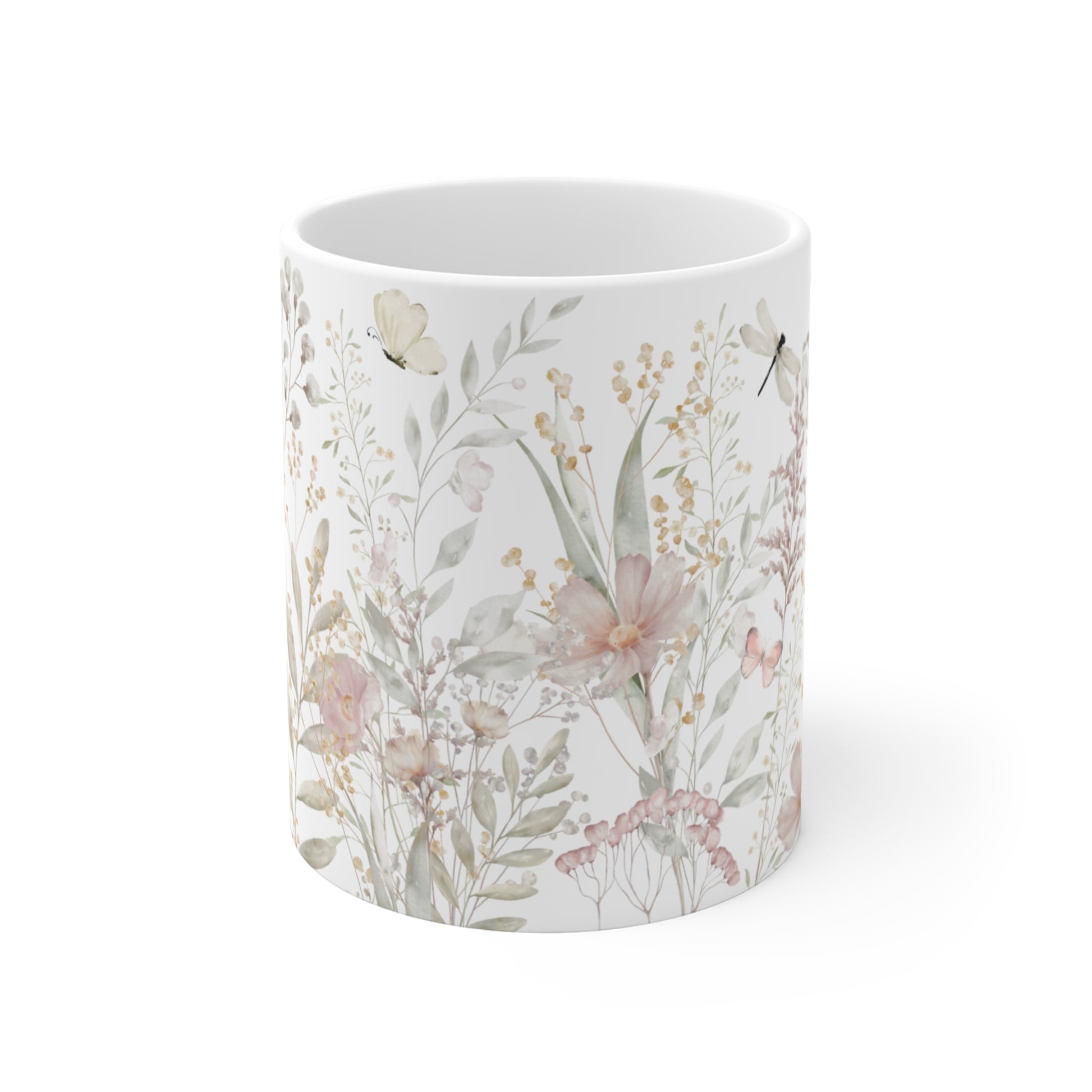 Watercolor Pink flowers Ceramic Coffee Mug