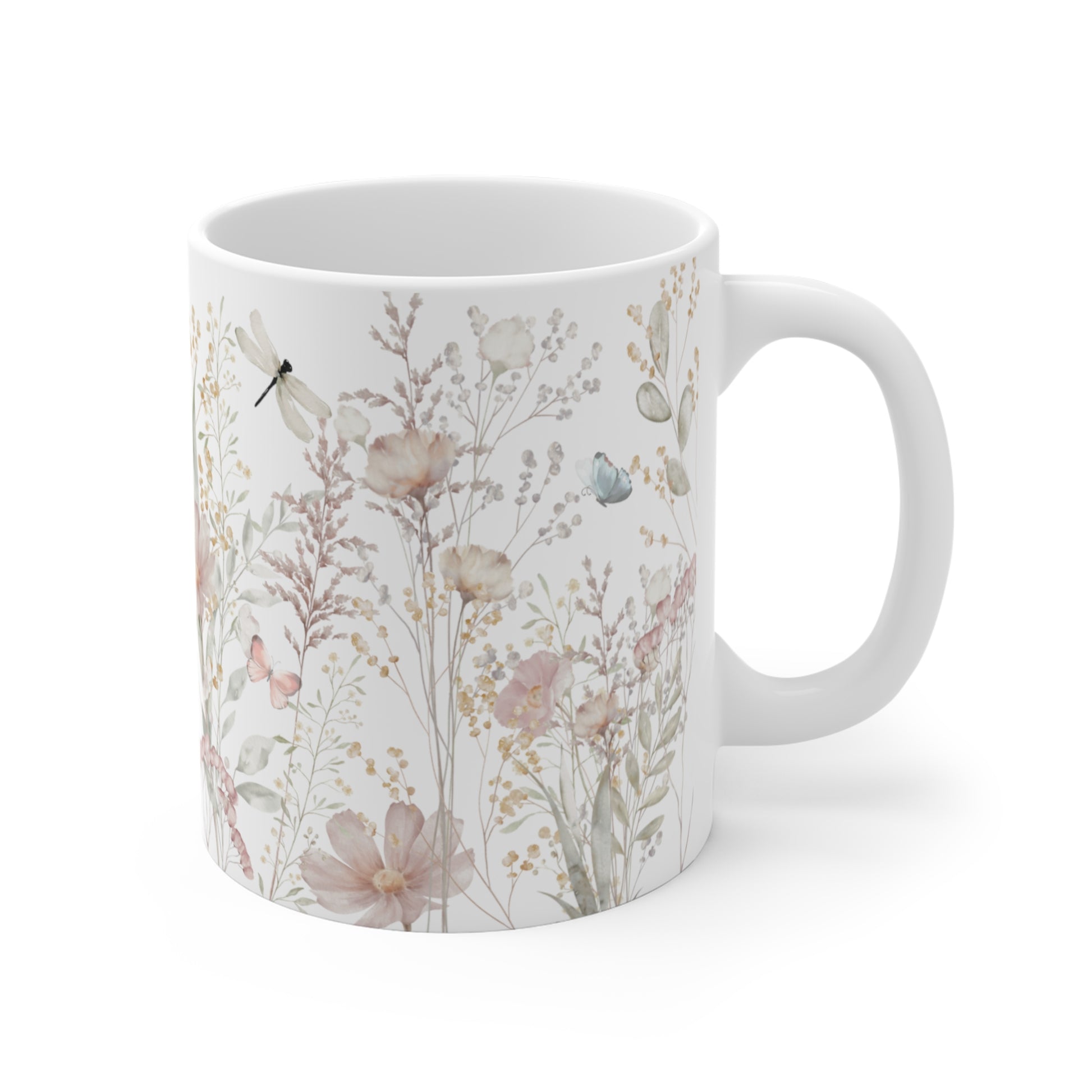 Watercolor Pink flowers Ceramic Coffee Mug