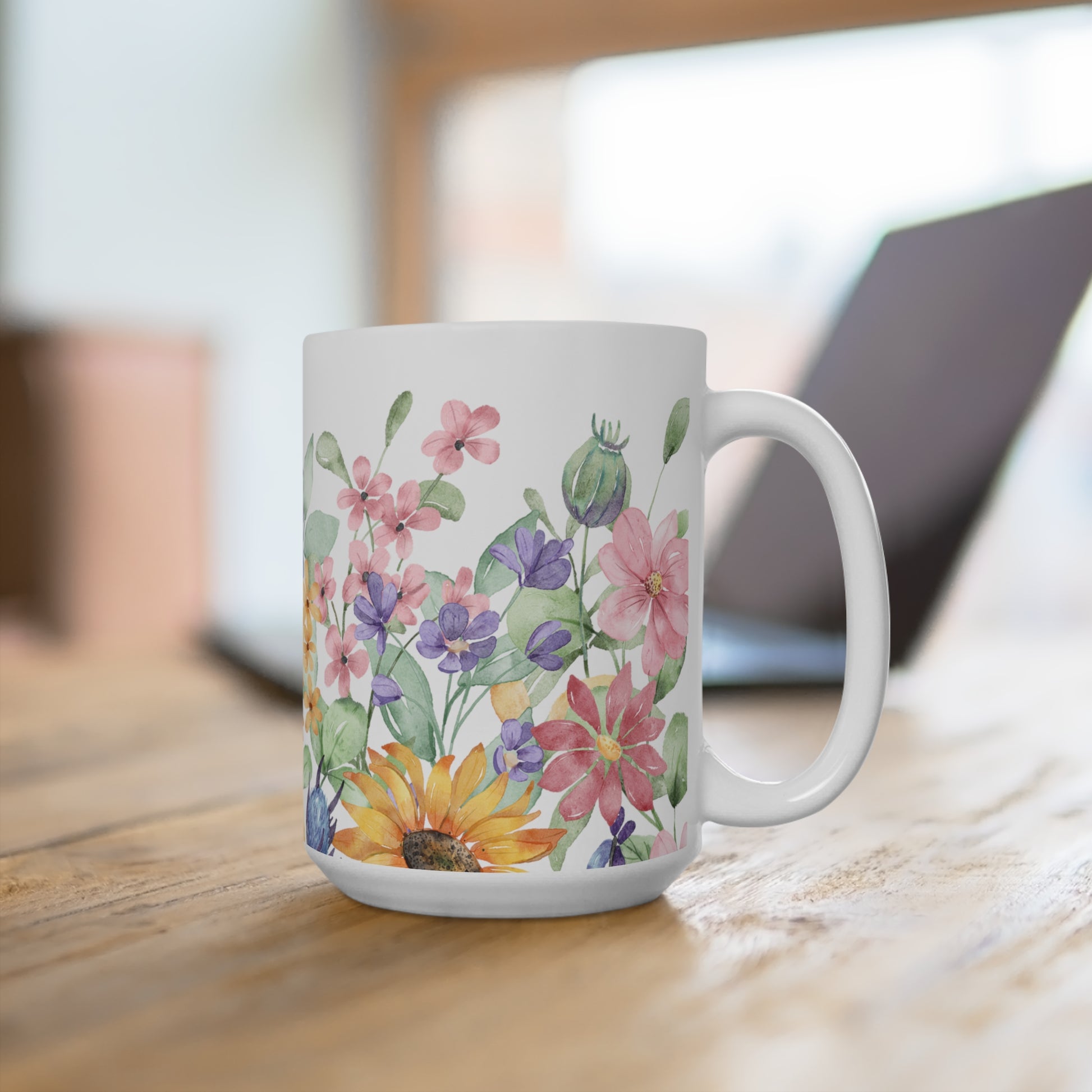 Watercolor Pastel Roses Ceramic Coffee Mug