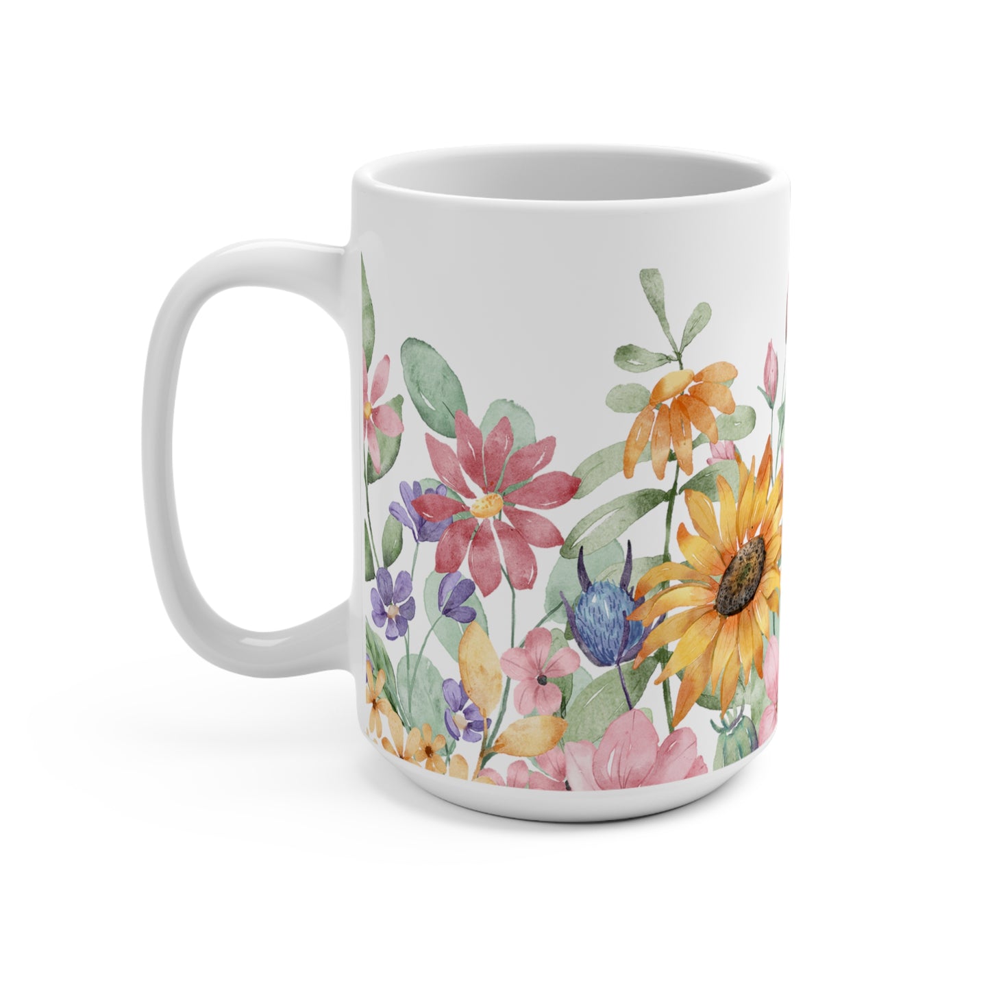 Watercolor Pastel Roses Ceramic Coffee Mug