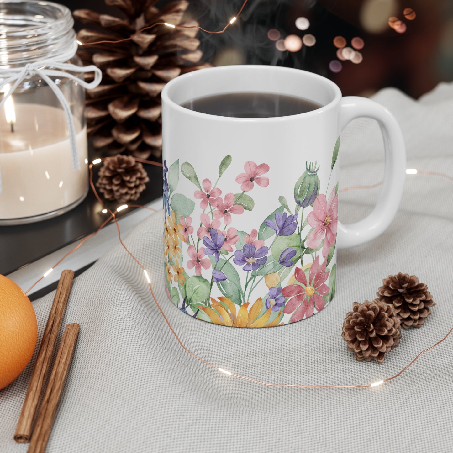 Watercolor Pastel Roses Ceramic Coffee Mug