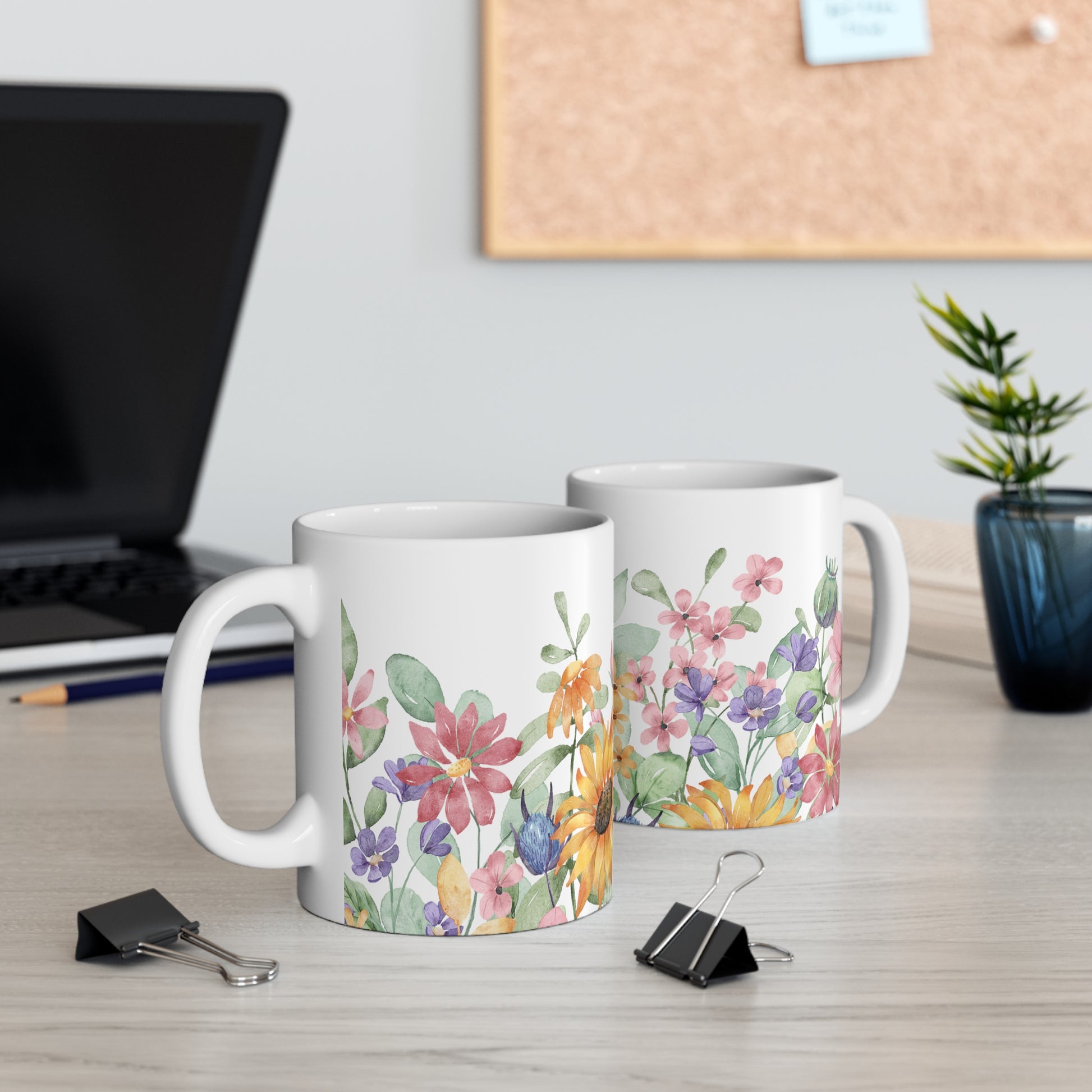 Watercolor Pastel Roses Ceramic Coffee Mug