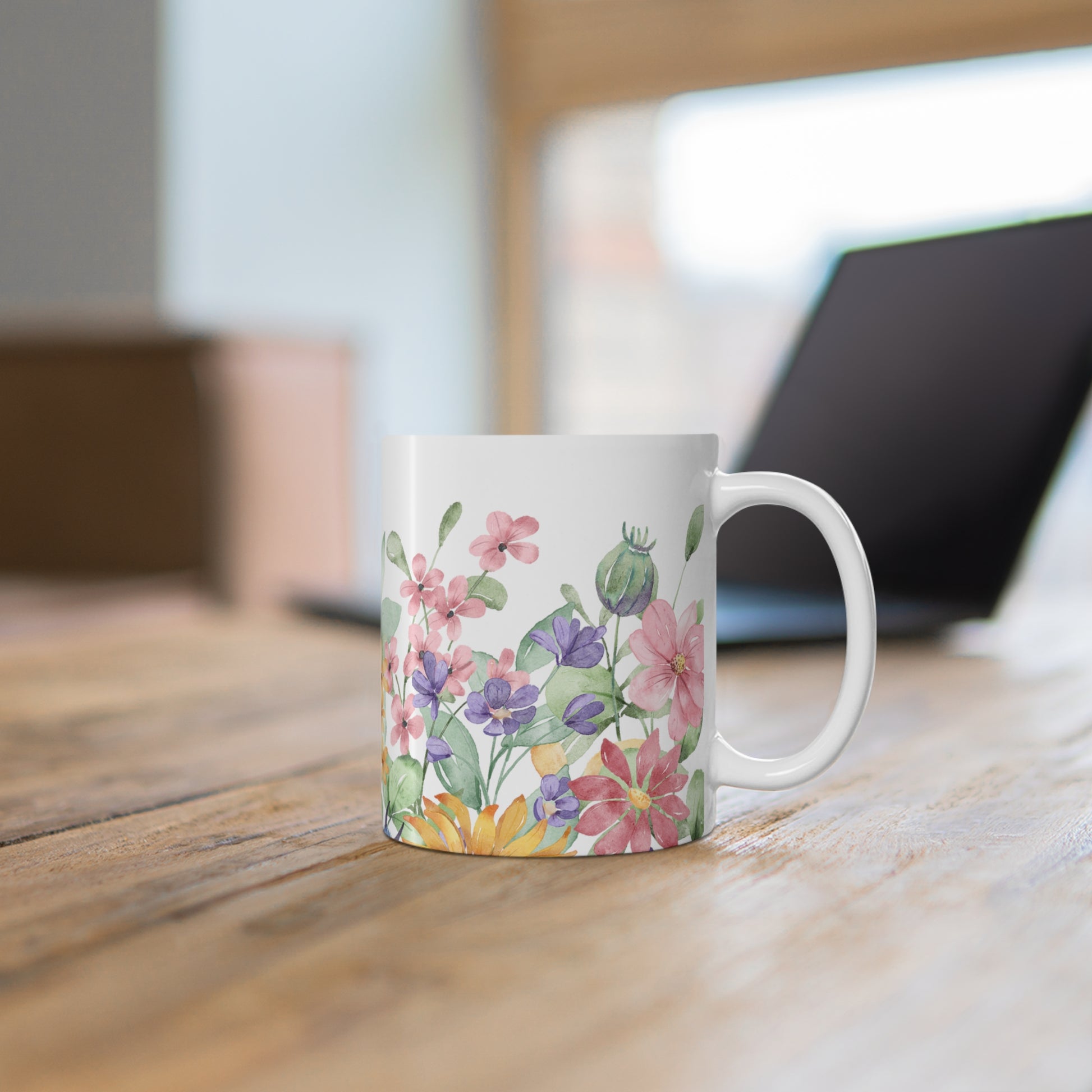 Watercolor Pastel Roses Ceramic Coffee Mug