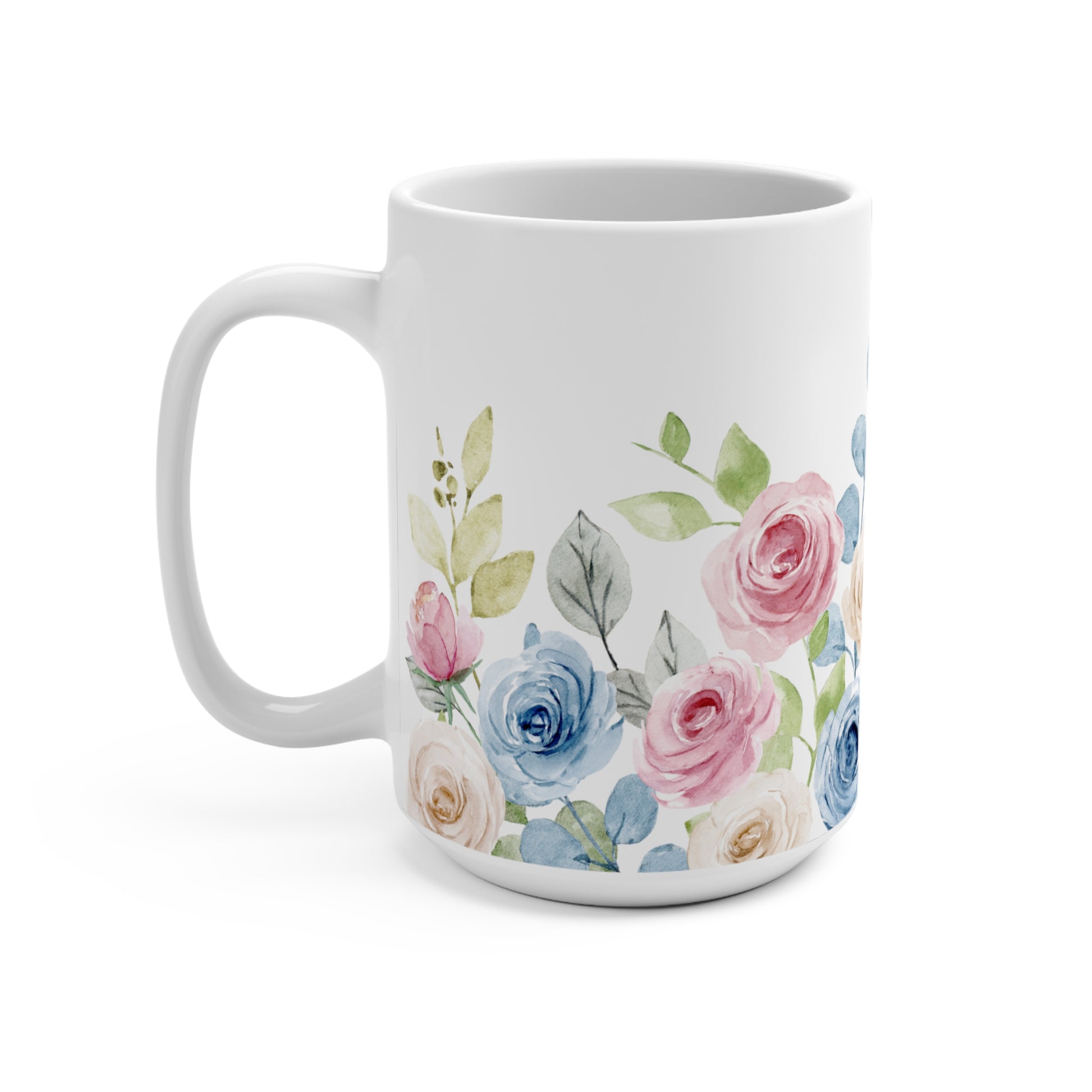 Watercolor Pastel Roses Ceramic Coffee Mug