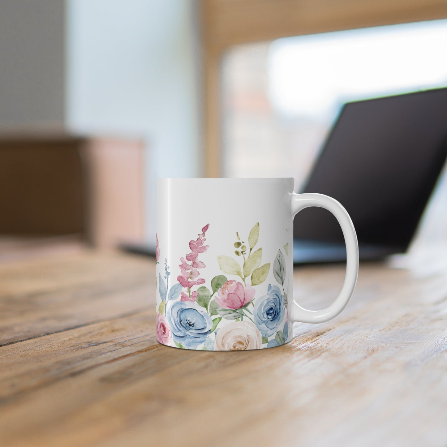 Watercolor Pastel Roses Ceramic Coffee Mug