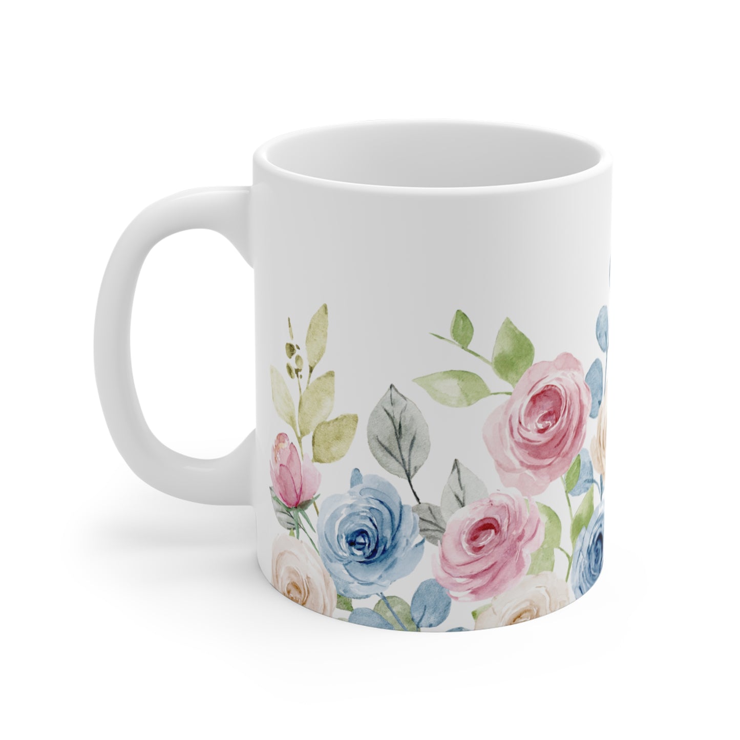 Watercolor Pastel Roses Ceramic Coffee Mug