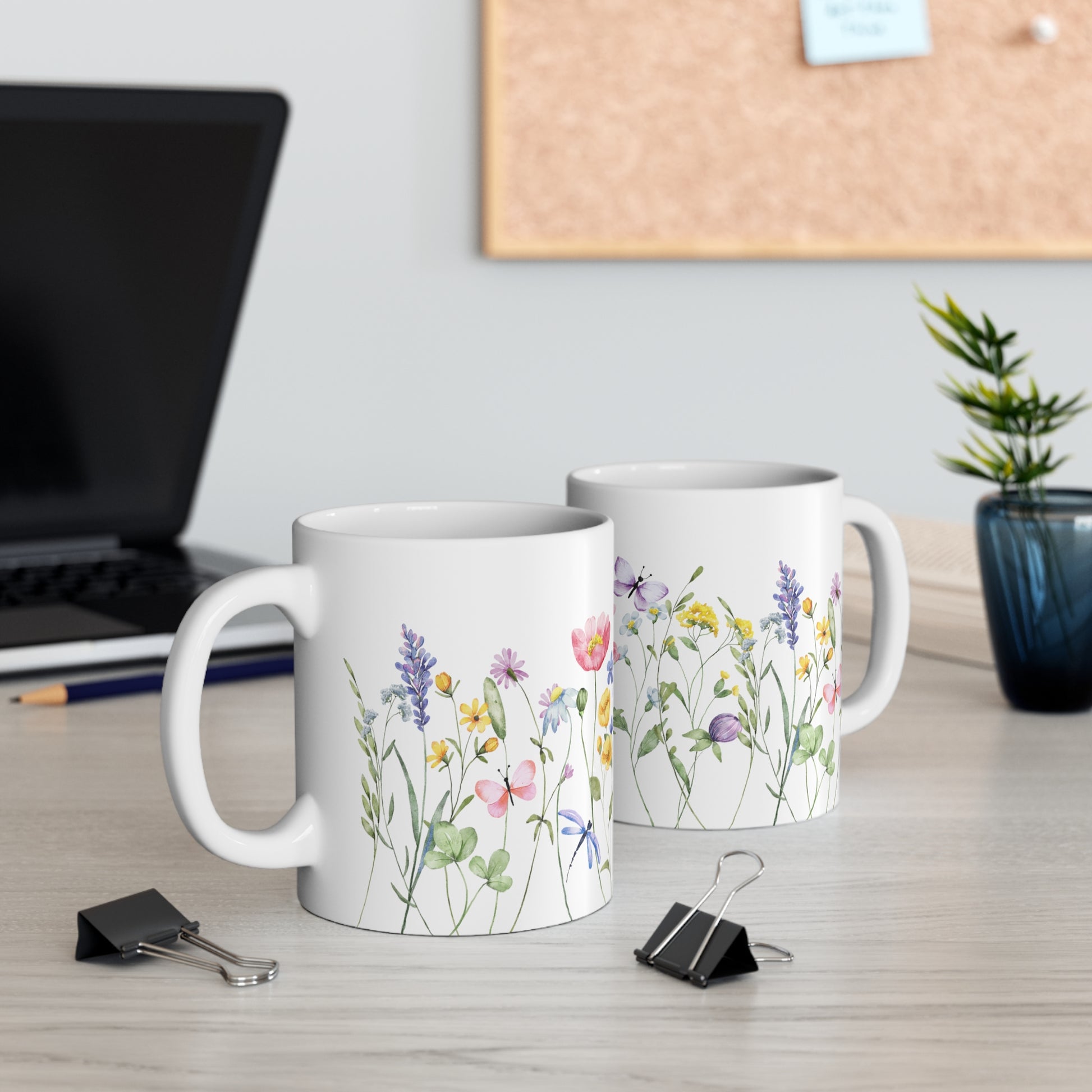 Watercolor Pastel Floral Ceramic Coffee Mug