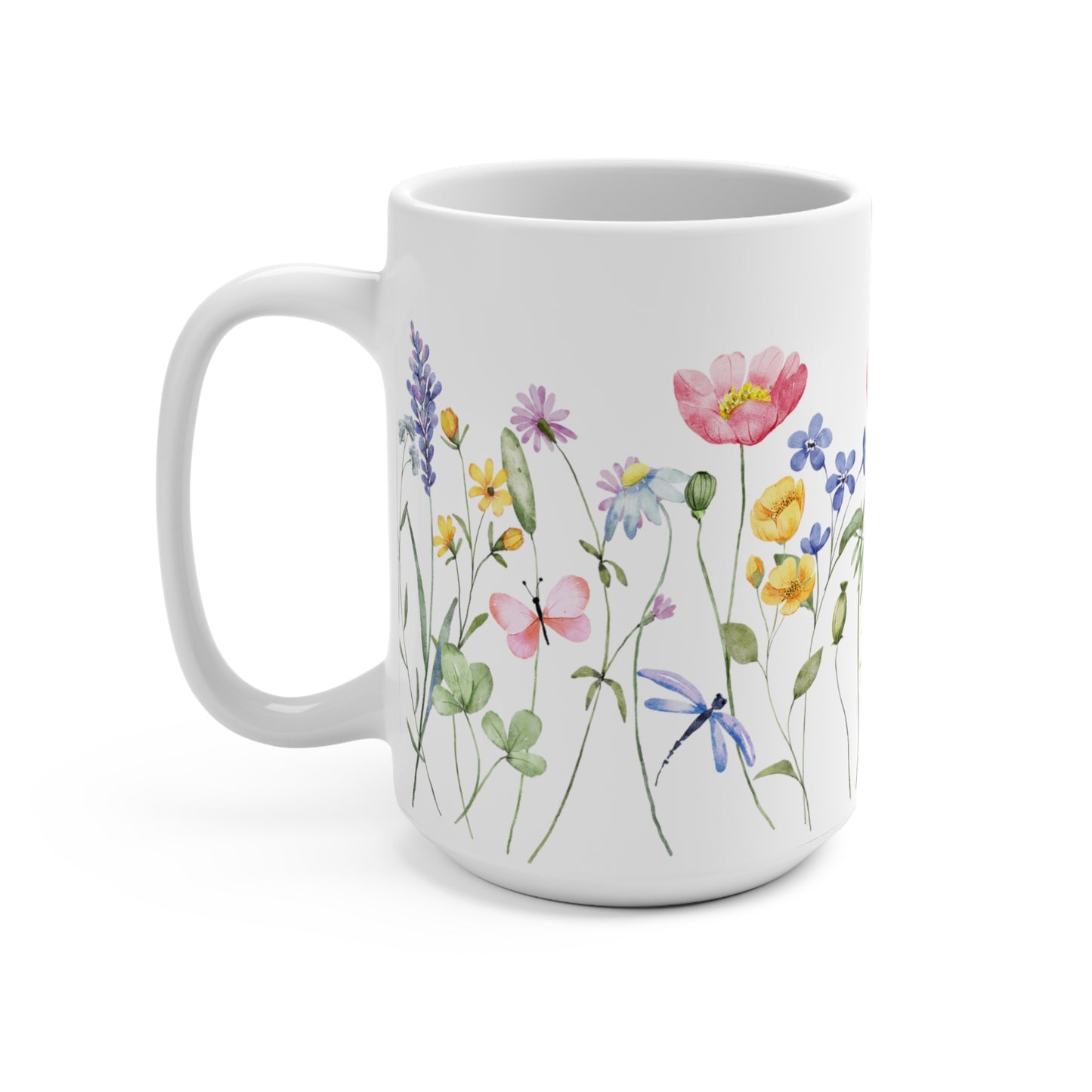 Watercolor Pastel Floral Ceramic Coffee Mug