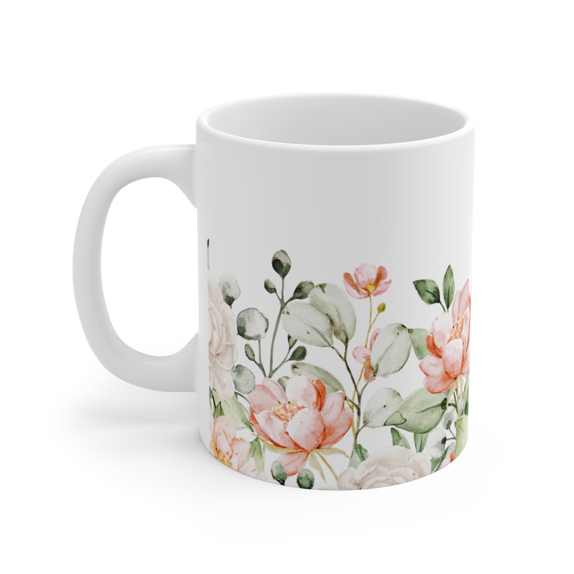 Watercolor Roses Floral Ceramic Coffee Mug