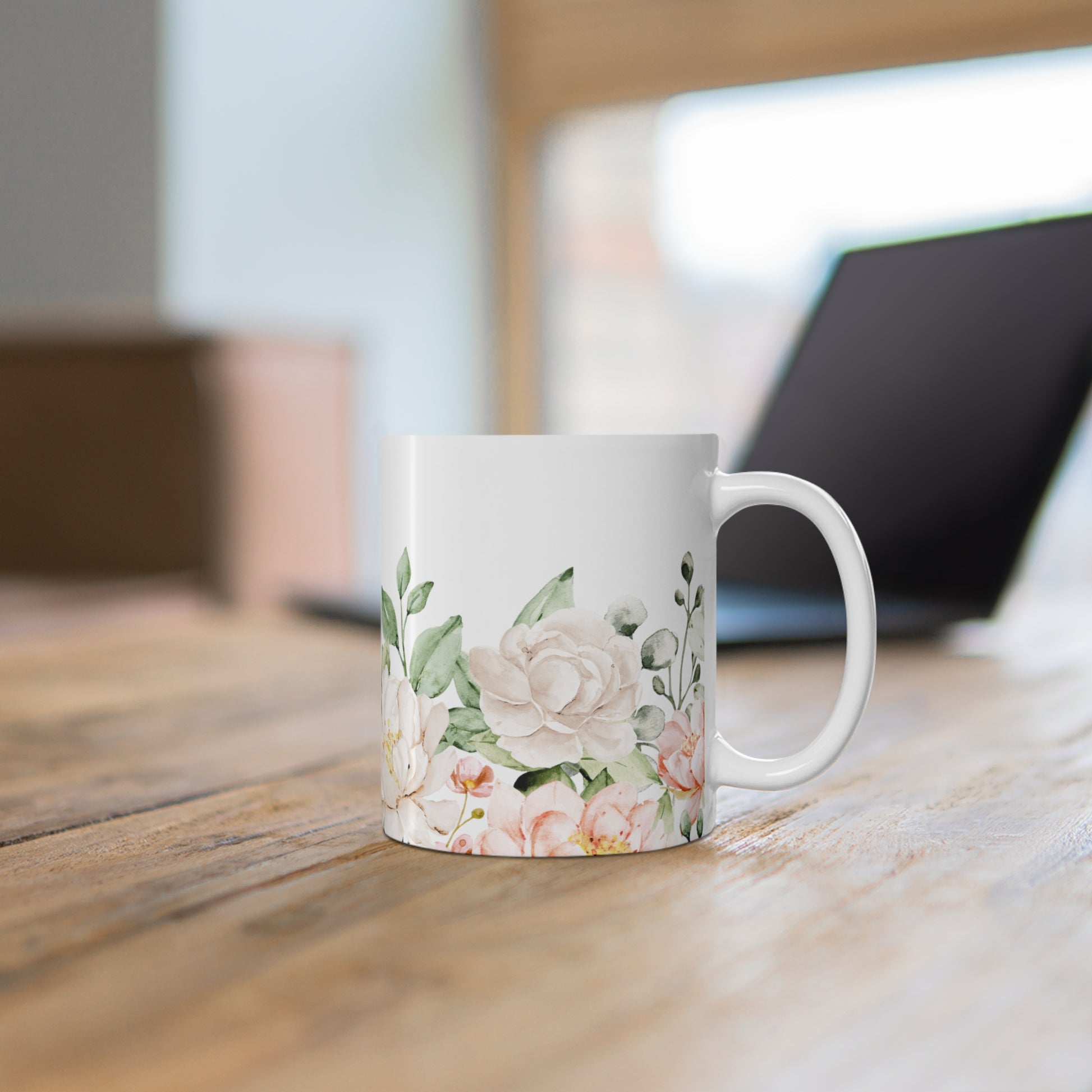 Watercolor Roses Floral Ceramic Coffee Mug