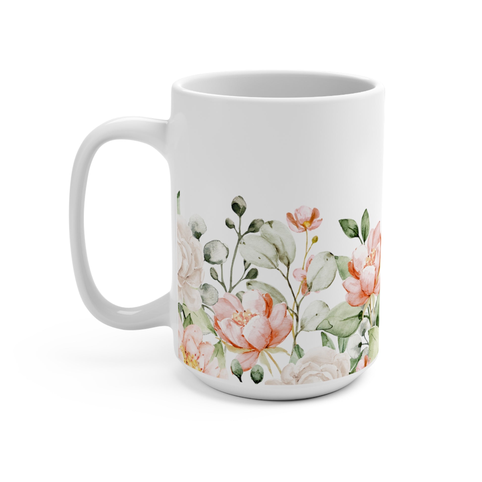 Watercolor Roses Floral Ceramic Coffee Mug