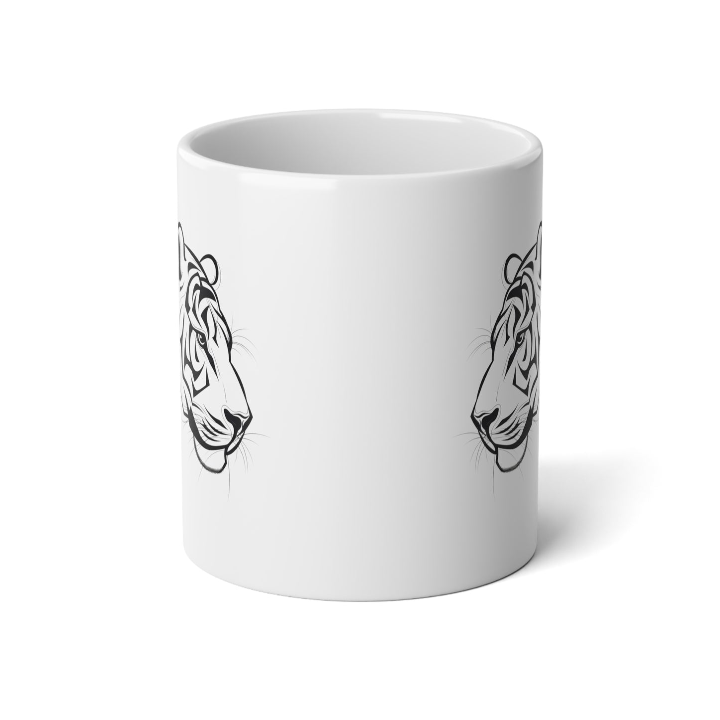 Tiger Ceramic Coffee Mug, Black Line Art Tiger Mug, Gift for Animal lover