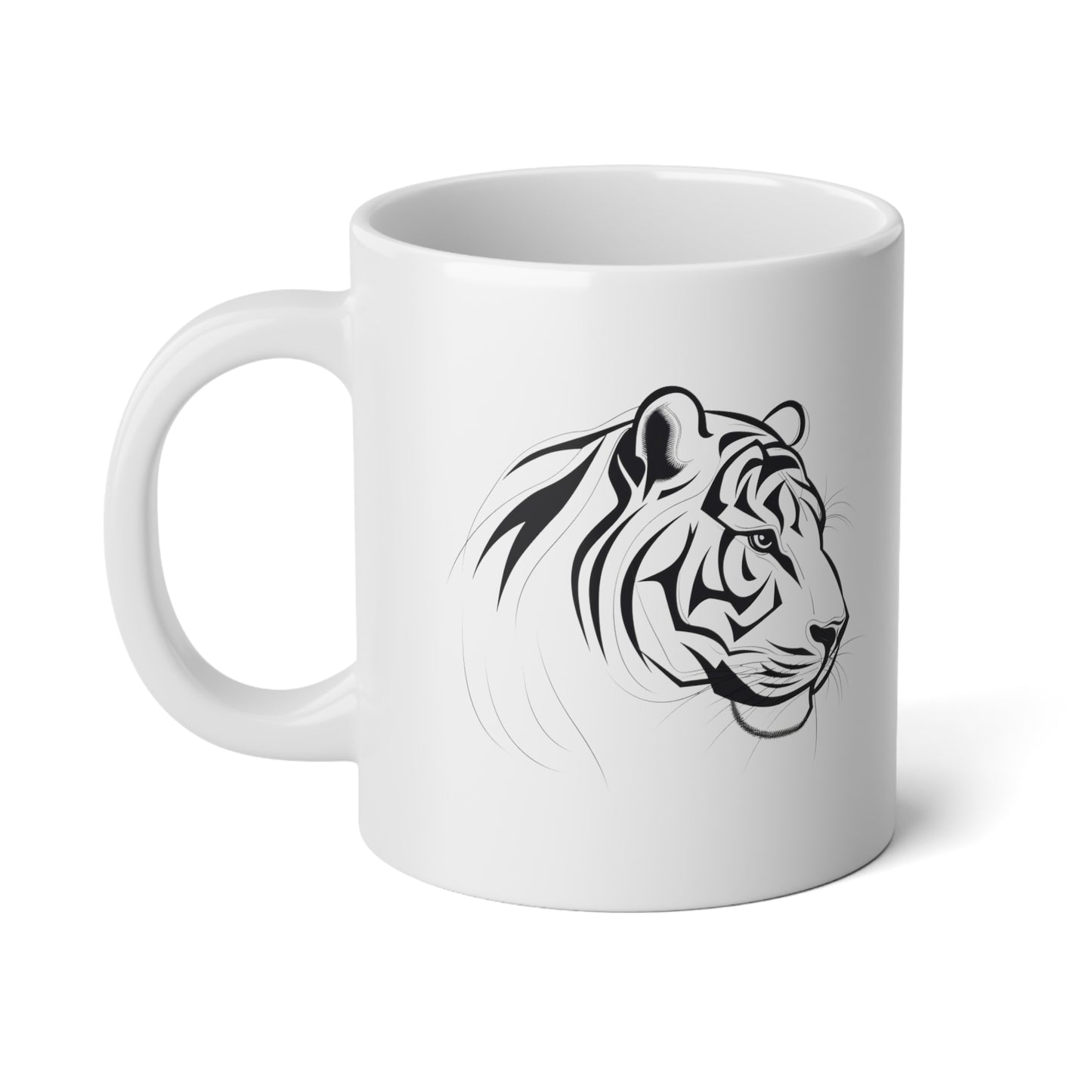 Tiger Coffee Mug, Black Line Tiger Jumbo Mug, 20 oz Very Big Coffee Mug, Mug Gift for Animal lover