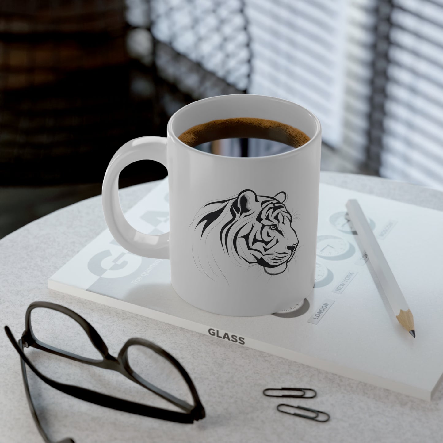 Tiger Coffee Mug, Black Line Tiger Jumbo Mug, 20 oz Very Big Coffee Mug, Mug Gift for Animal lover