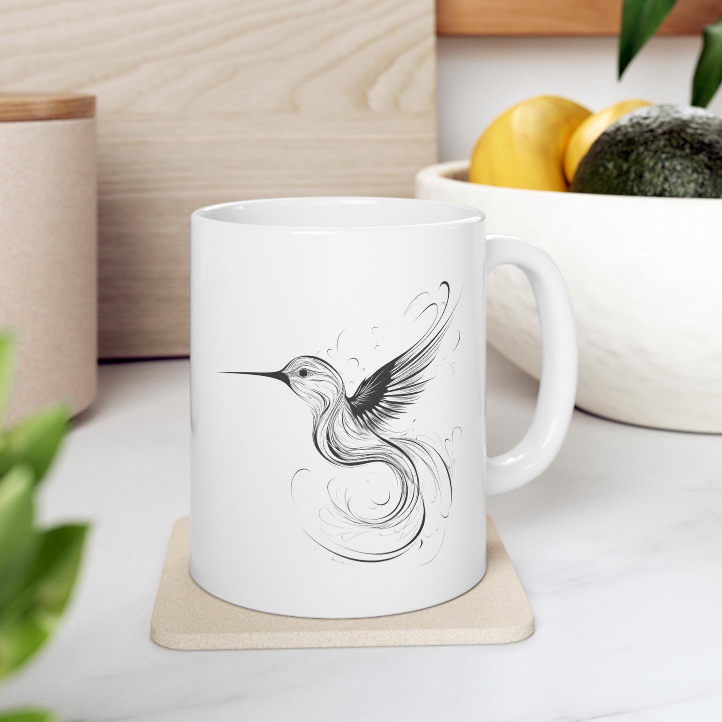 HummingBird Abstract Ceramic Coffee Mug