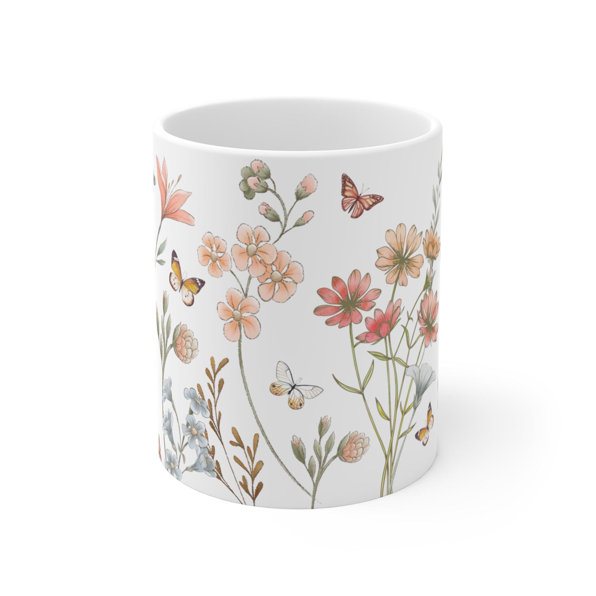 Beautiful Watercolor Pressed Flowers Ceramic Coffee Mug