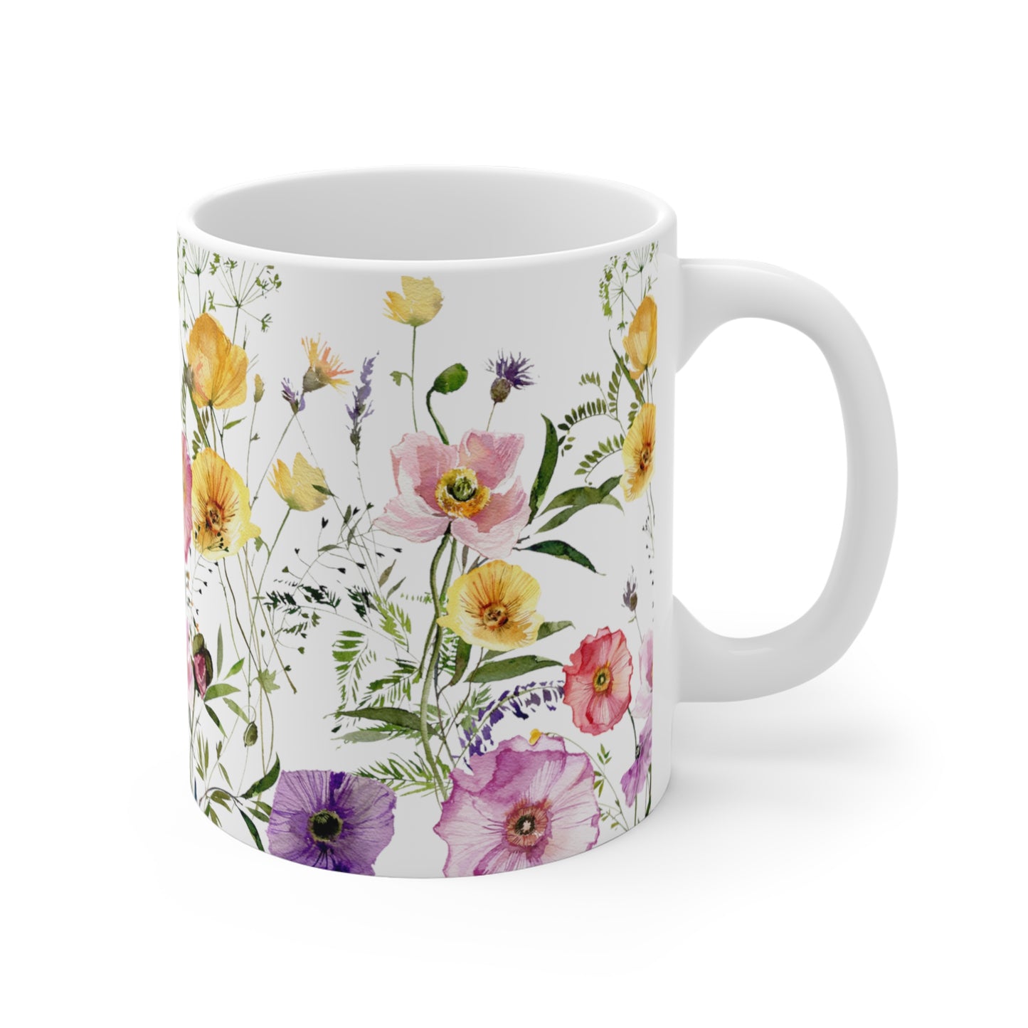 Watercolor Colorful Floral Ceramic Coffee Mug