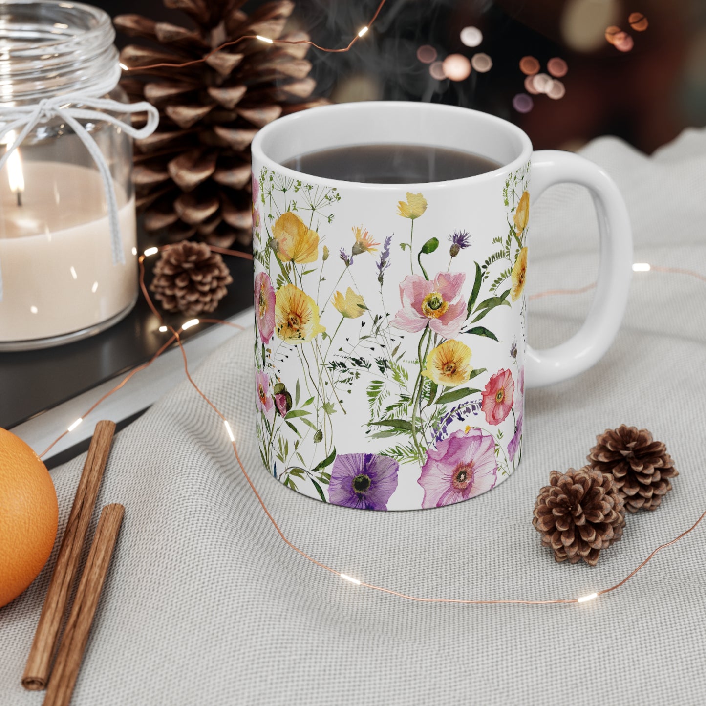 Watercolor Colorful Floral Ceramic Coffee Mug