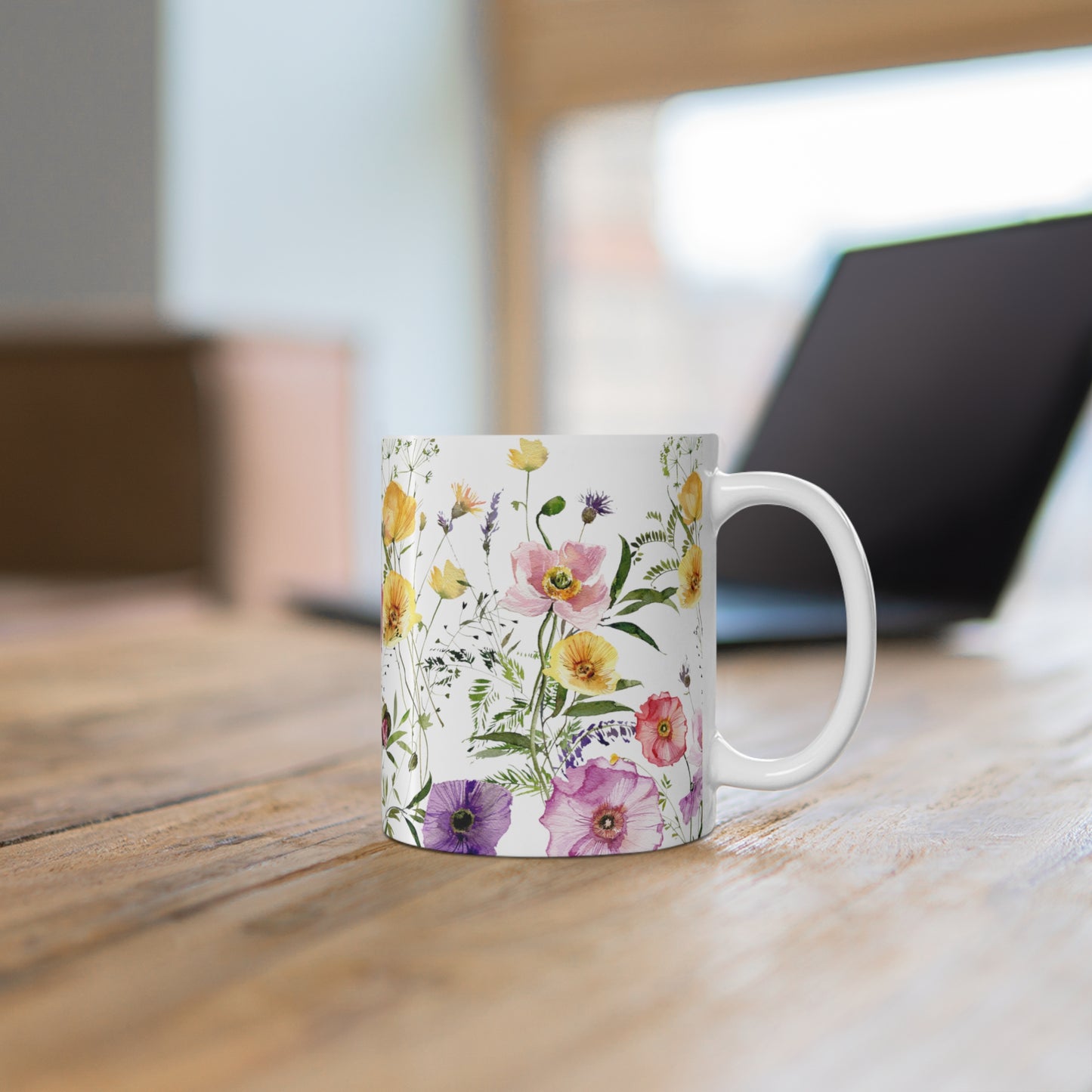 Watercolor Colorful Floral Ceramic Coffee Mug