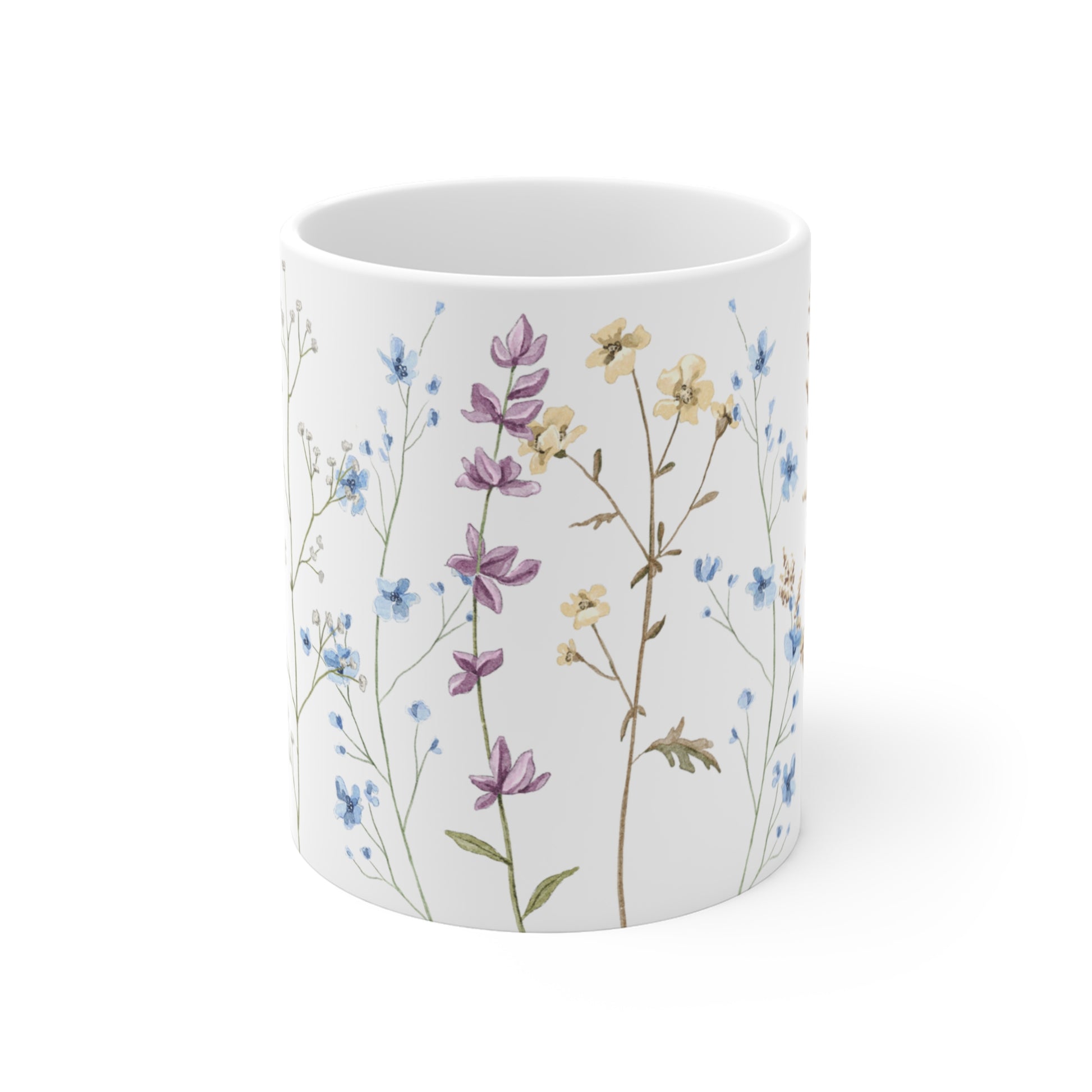 Pressed Flowers Watercolor Ceramic Coffee Mug