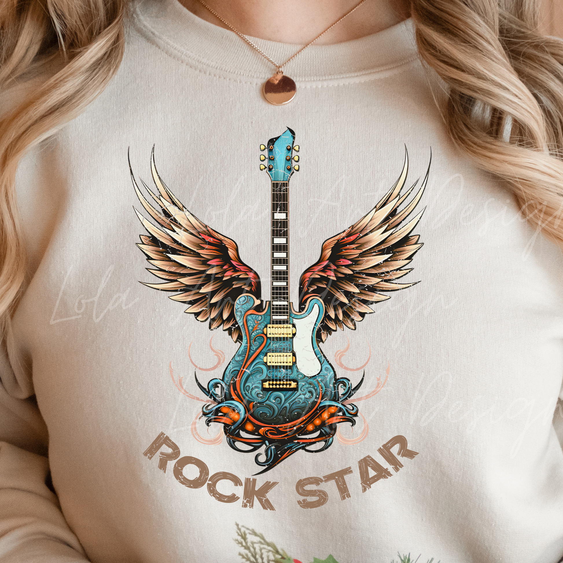 Rock Star Guitar With WIngs PNG sublimation design download, Grunge Tshirt Design, Distressed Music Lover Electric Guitar, Digital Download