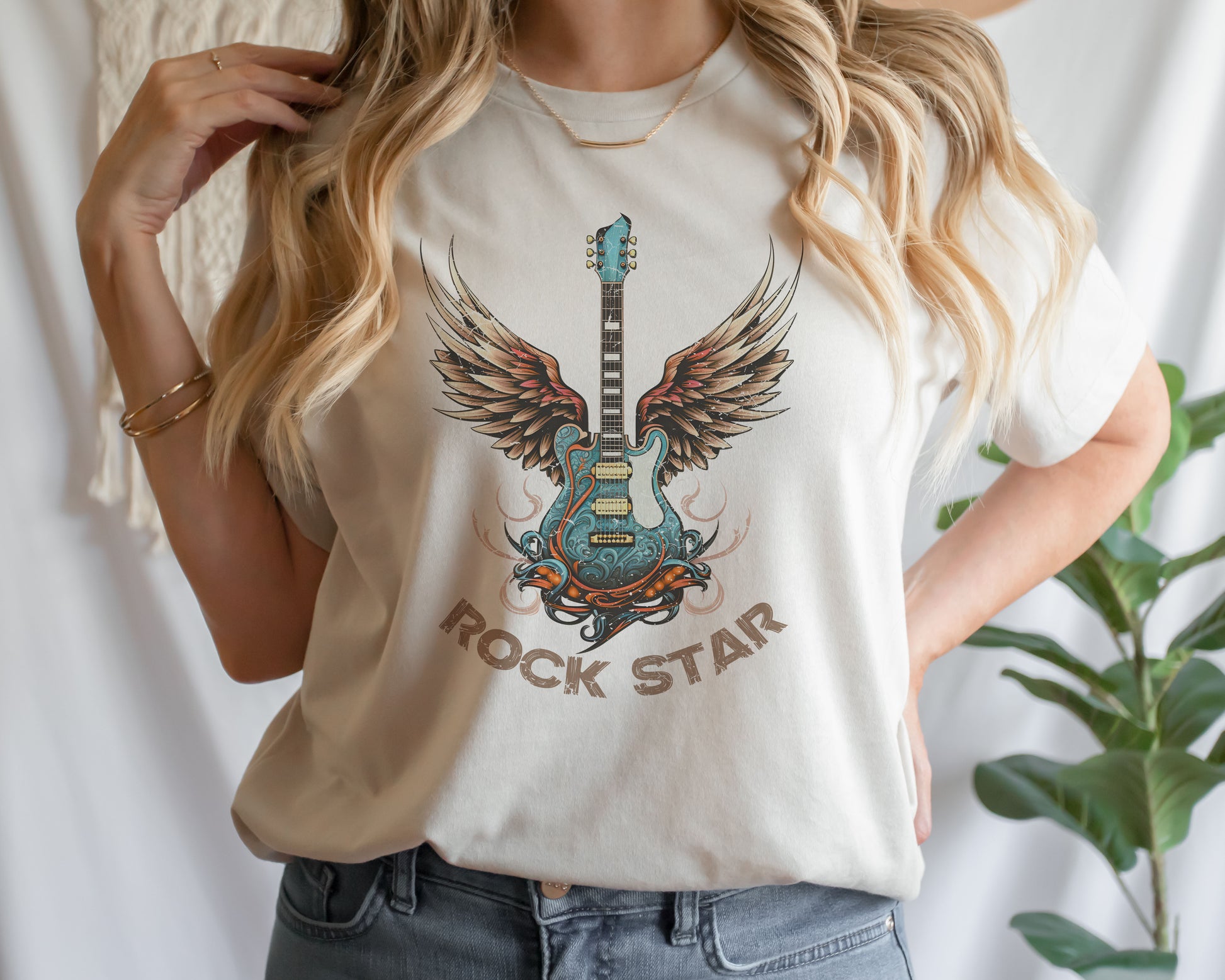 Rock Star Guitar With WIngs PNG sublimation design download, Grunge Tshirt Design, Distressed Music Lover Electric Guitar, Digital Download