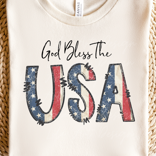 God Bless The USA PNG Sublimation Design, Patriotic USA Flag Shirt Png