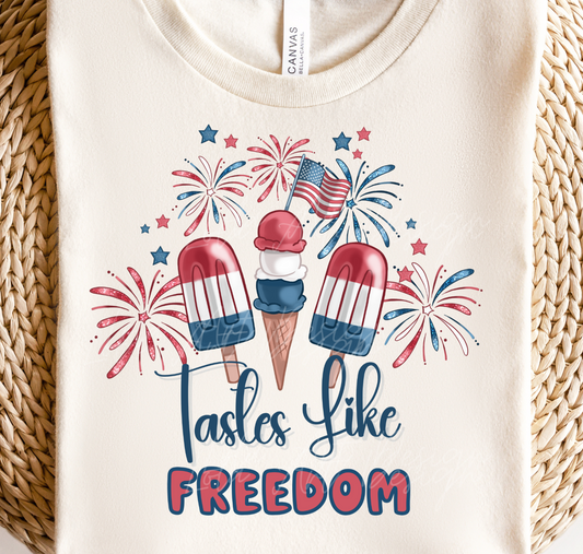 Tastes Like Freedom Popsicle USA PNG Sublimation, Patriotic USA Shirt Design Png