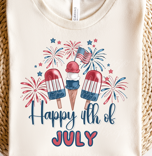 Happy 4th Of July PNG Sublimation, Patriotic Popsicles USA Shirt Design Png