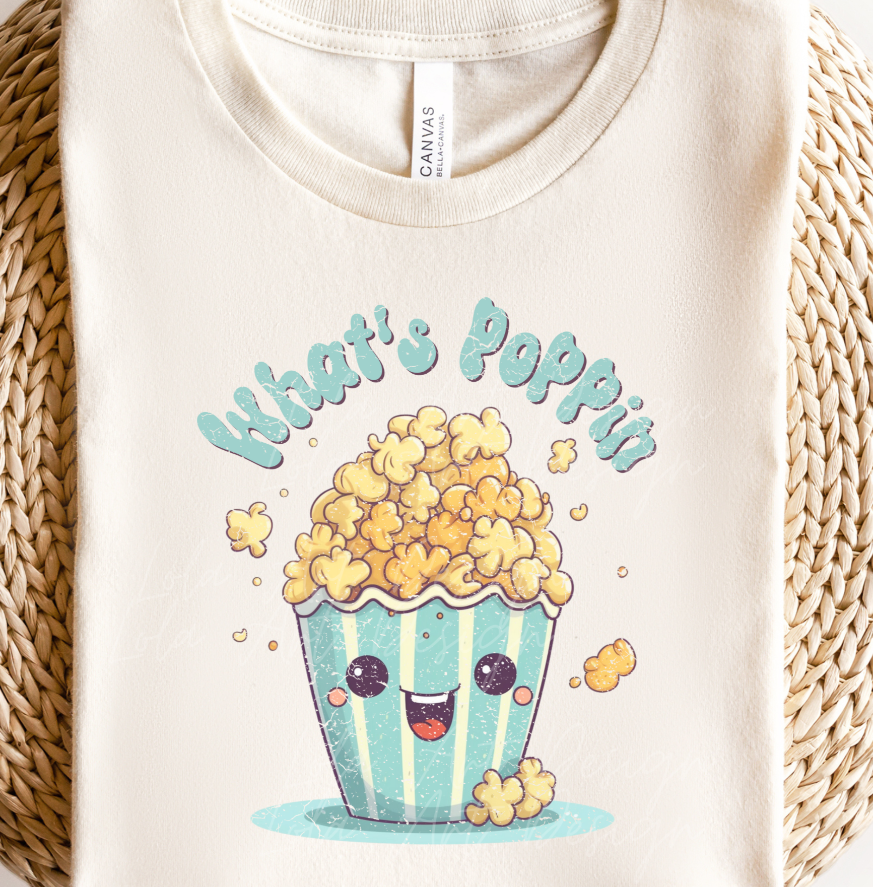 What's Poppin PNG file for sublimation, Retro Popcorn Kawaii Sublimation PNG