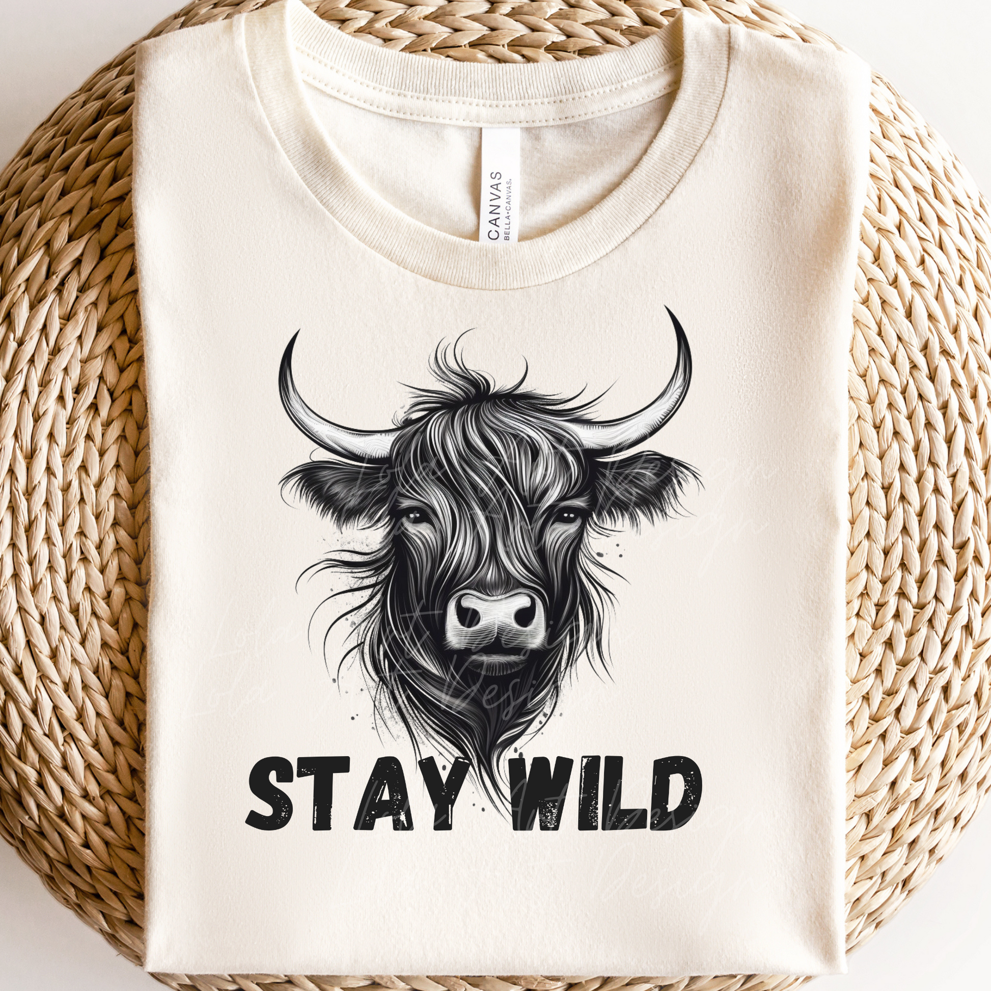 Stay Wild Highland Cow PNG Sublimation Design, Transparent Background Black Highland Cow Png For Sublimation