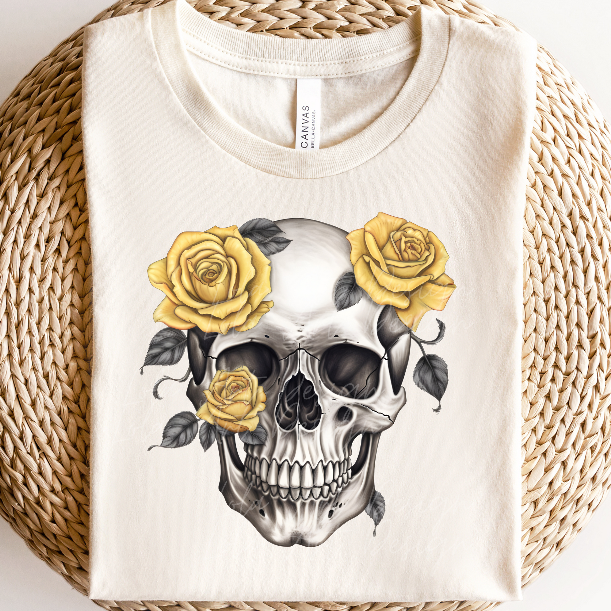 Yellow Roses Skull PNG Sublimation Design, Skull With Roses PNG, Floral Skull Sublimation design download,Skull T-shirt design, Skull Png