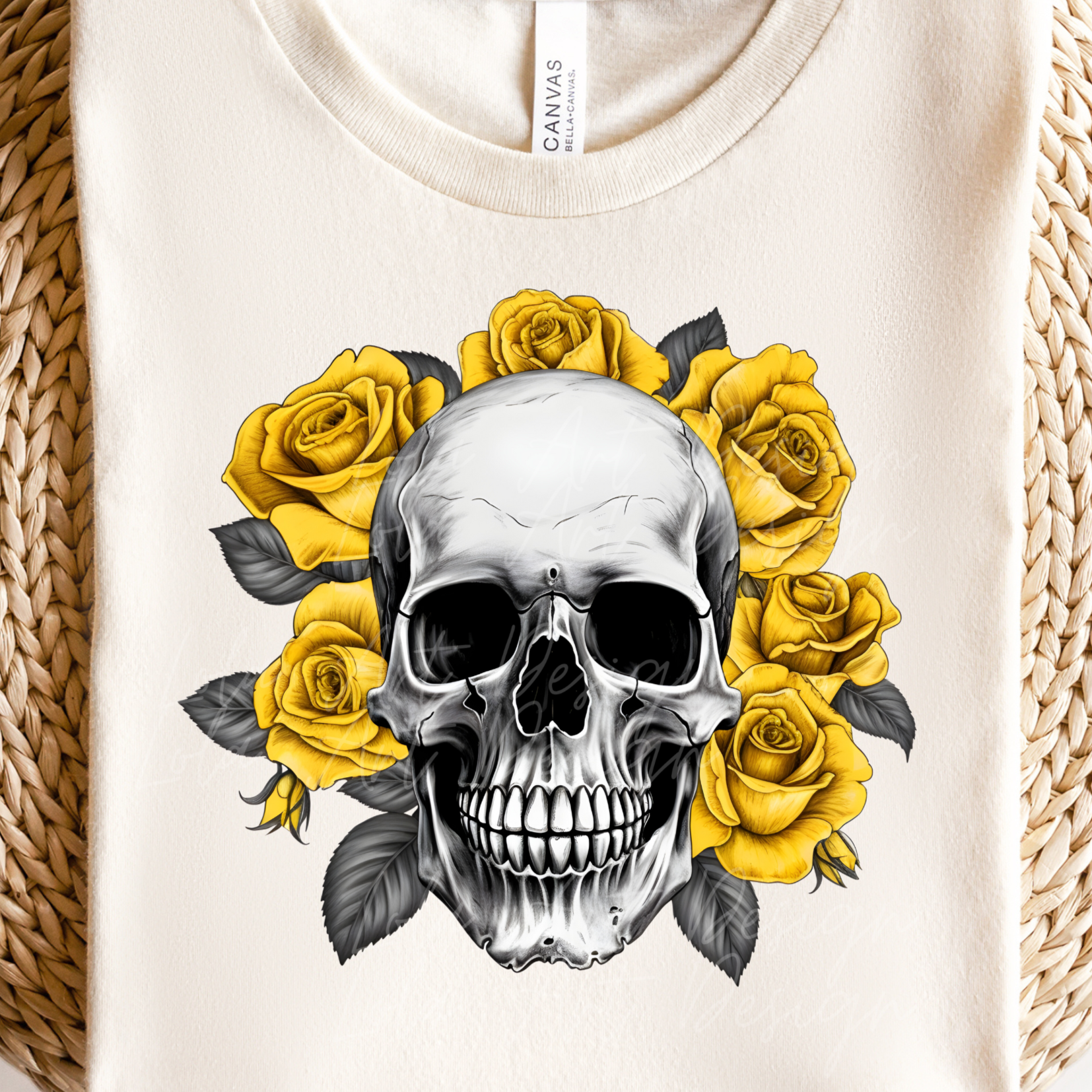 Yellow Roses Skull PNG Sublimation Design, Skull With Roses PNG, Floral Skull Sublimation design download,Skull T-shirt design, Skull Png