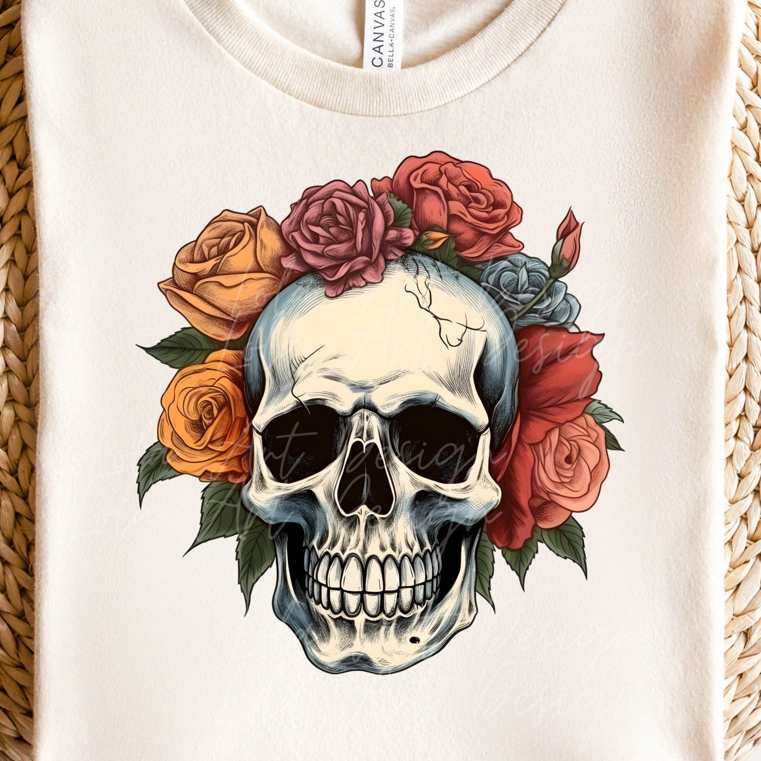 Colorful Roses Skull PNG Sublimation Design, Skull With Roses PNG, Floral Skull Sublimation design download,Skull T-shirt design, Skull Png