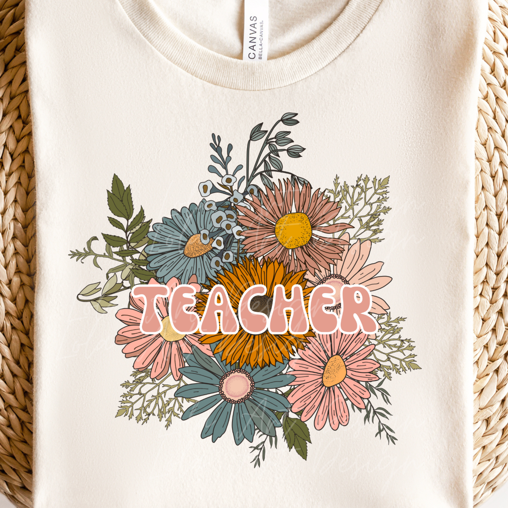 Floral Boho Teacher PNG For Sublimation, Teacher Shirt Design Png