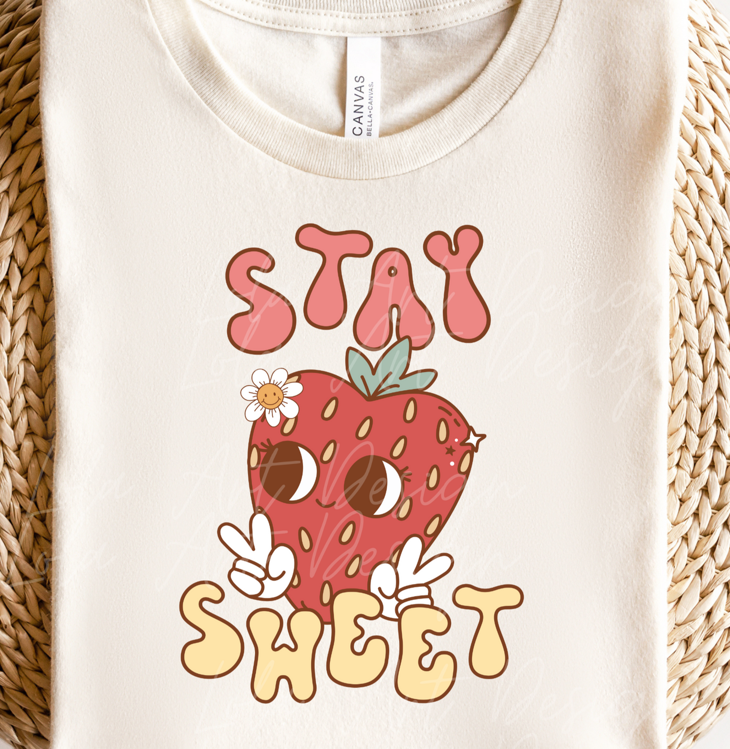 Funny Strawberry PNG file for Sublimation Design, Stay Sweet Retro Groovy png