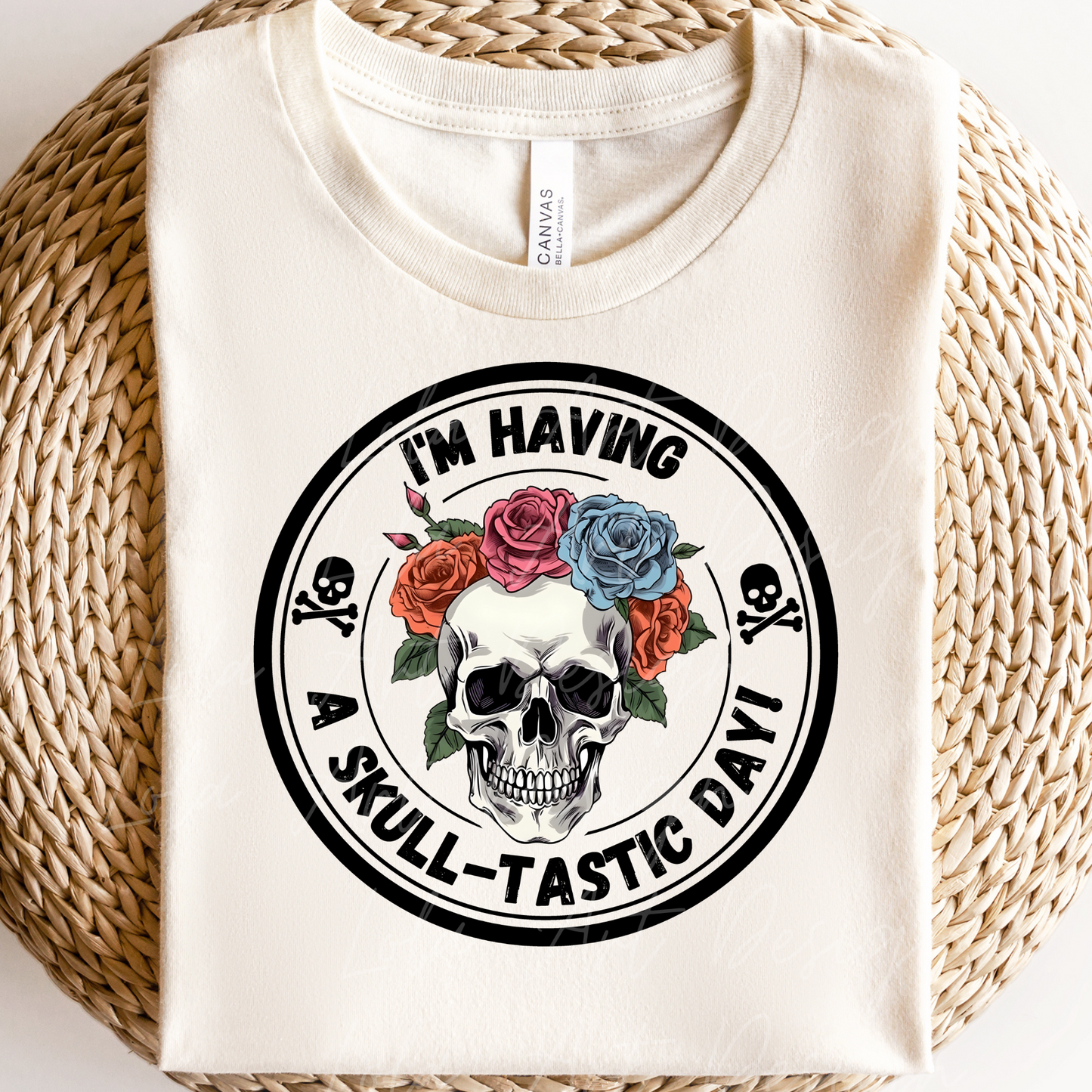 Funny Skull PNG Sublimation Design, I'm having a skull-tastic day Png, Skull With Roses PNG, Floral Skull Sublimation design download