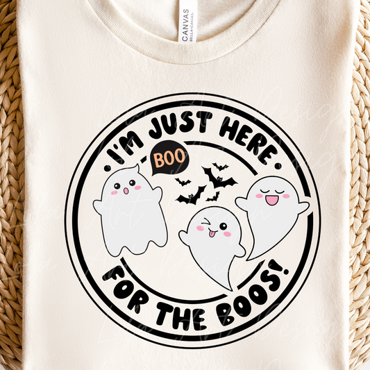 Funny Halloween Svg & Png, Sarcastic Halloween Ghosts Sublimation Design, I'm Just Here For The Boos SVG PNG Download