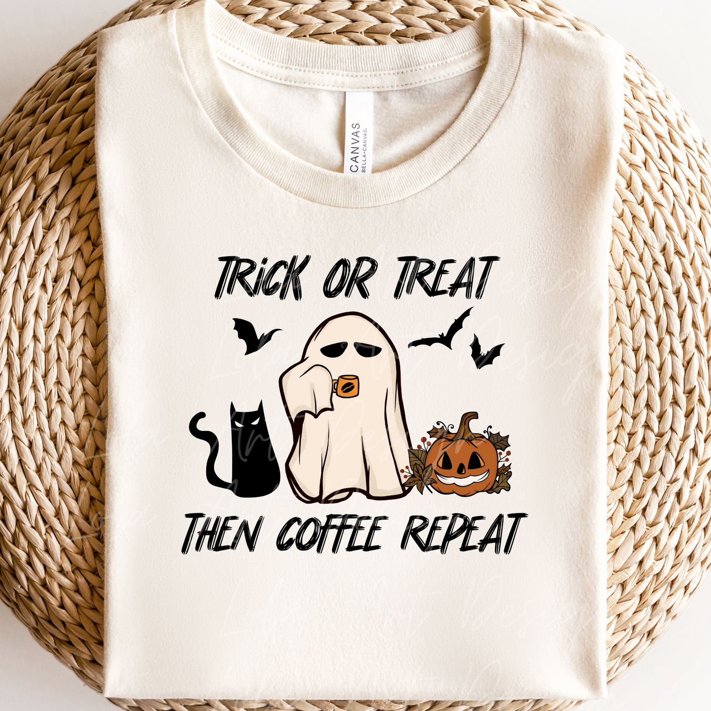 Trick Or Treat The Coffee Repeat Png Sublimation Design, Funny Halloween Spooky Ghosts Pumpkin & Black Cat Sublimation Png, Instant Download