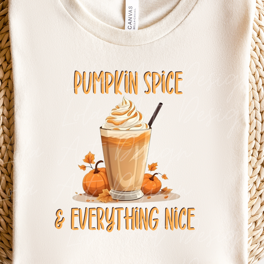 Pumpkin Spice & Everything Nice Png Sublimation Design, Funny Sarcastic Quote, Pumpkin Frappe Latte Png, Instant Download Graphic File