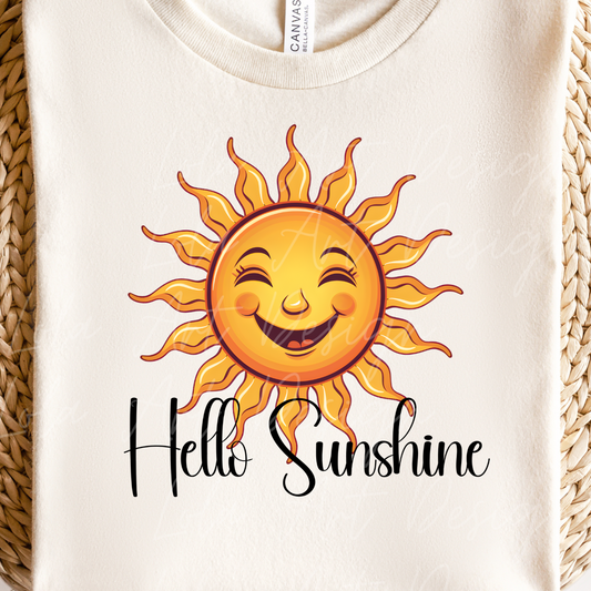 Hello Sunshine PNG sublimation Design, Cute Funny Smiling Sun Png, Fun Happy Summer Design For T shirts, Digital Download